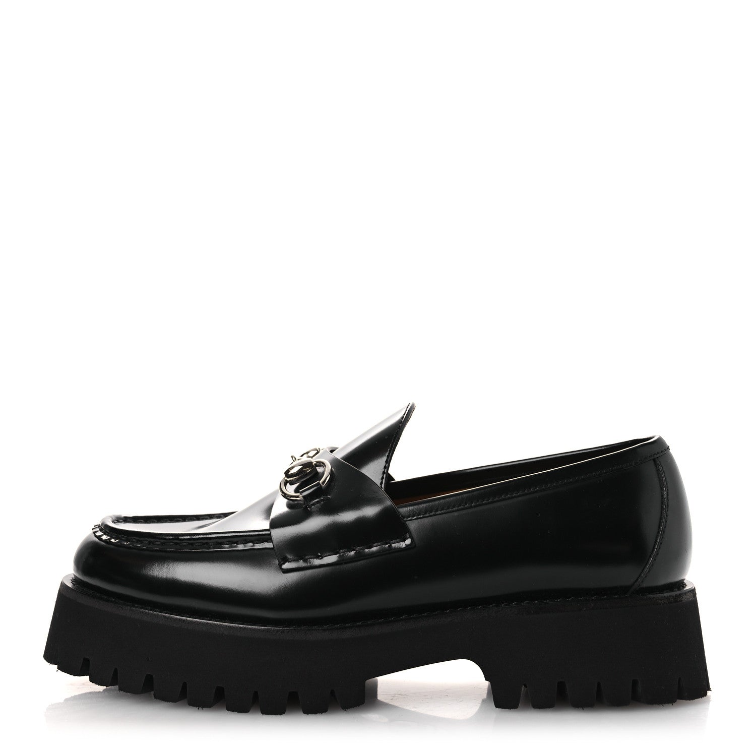 Cordovan Lux Womens Horsebit 45mm Platform Loafers 38.5 Black