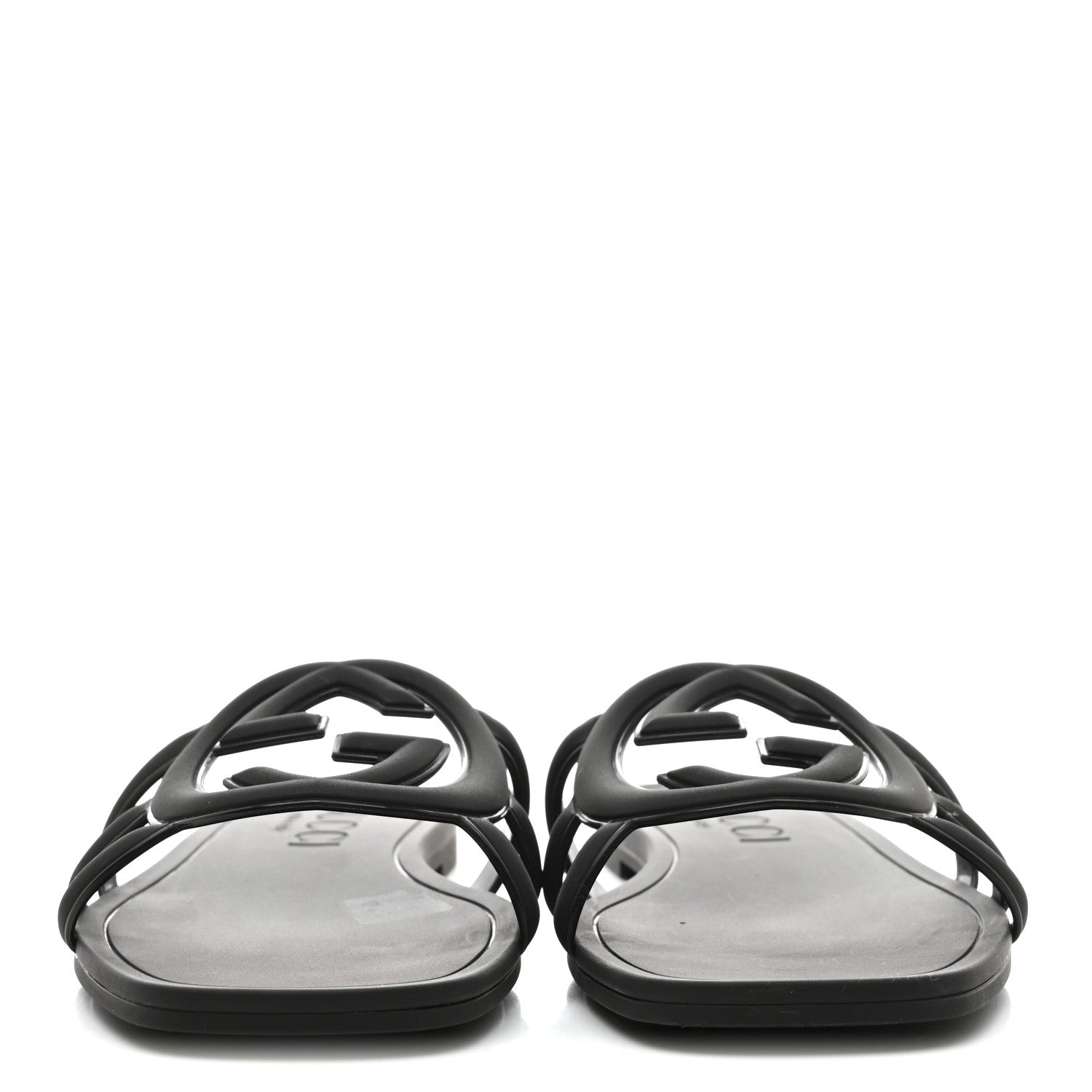 Rubber Womens Interlocking G Slide Sandals 39 Black