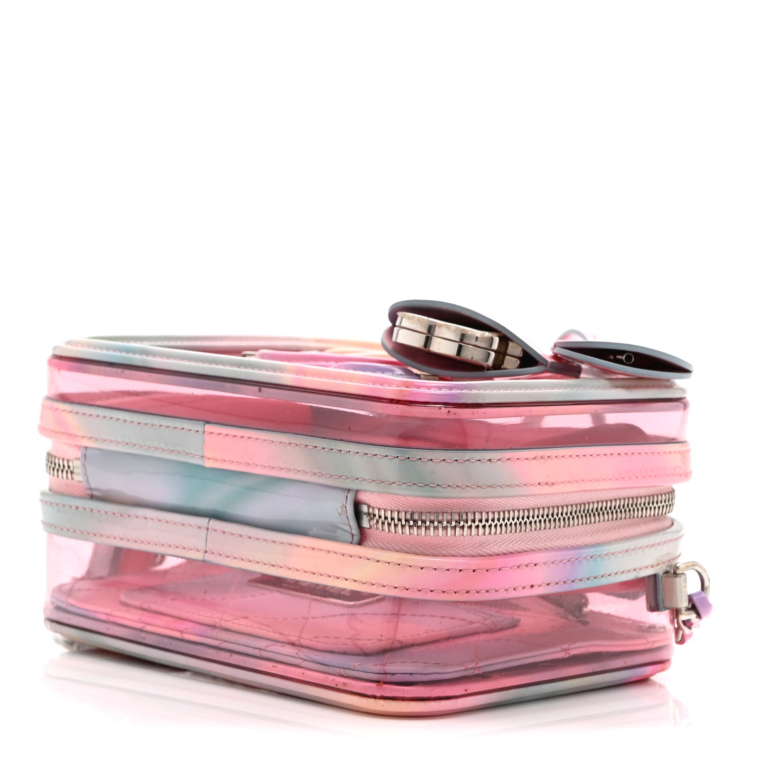 PVC Lambskin Filigree Small CC Filigree Vanity Case Pink Multicolor