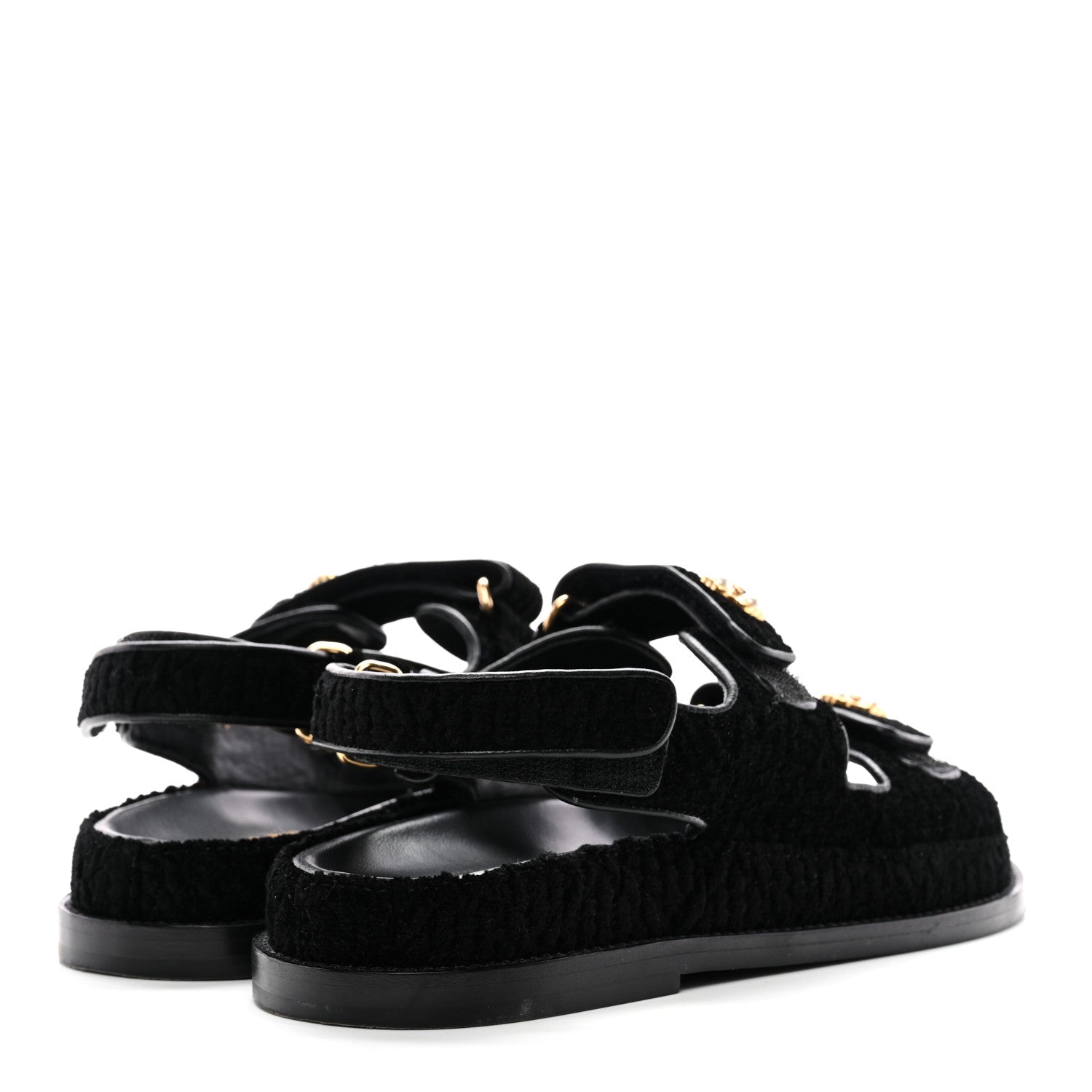 Tweed Velcro Dad Sandals 37 Black