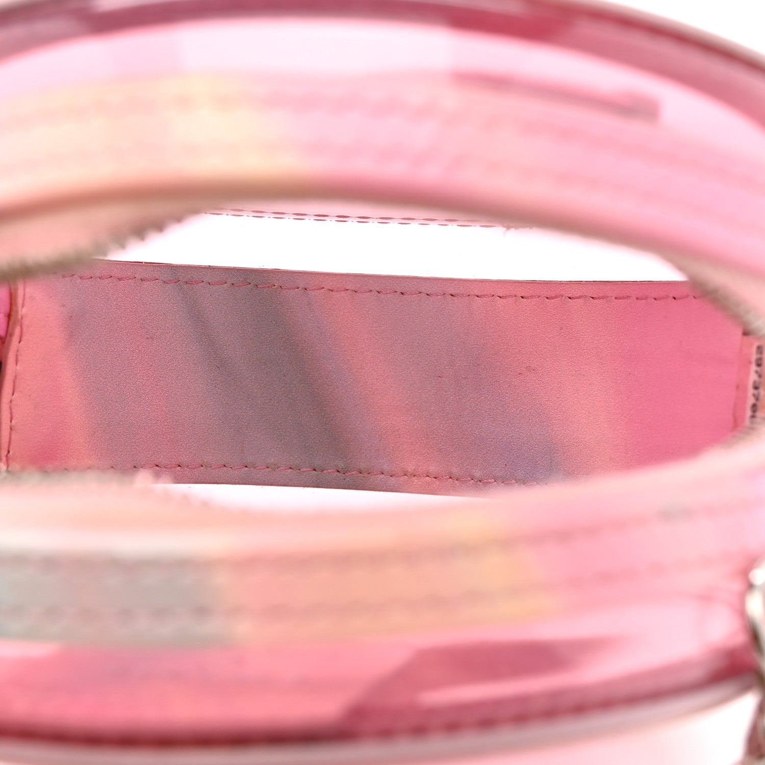 PVC Lambskin Filigree Round Clutch With Chain Pink
