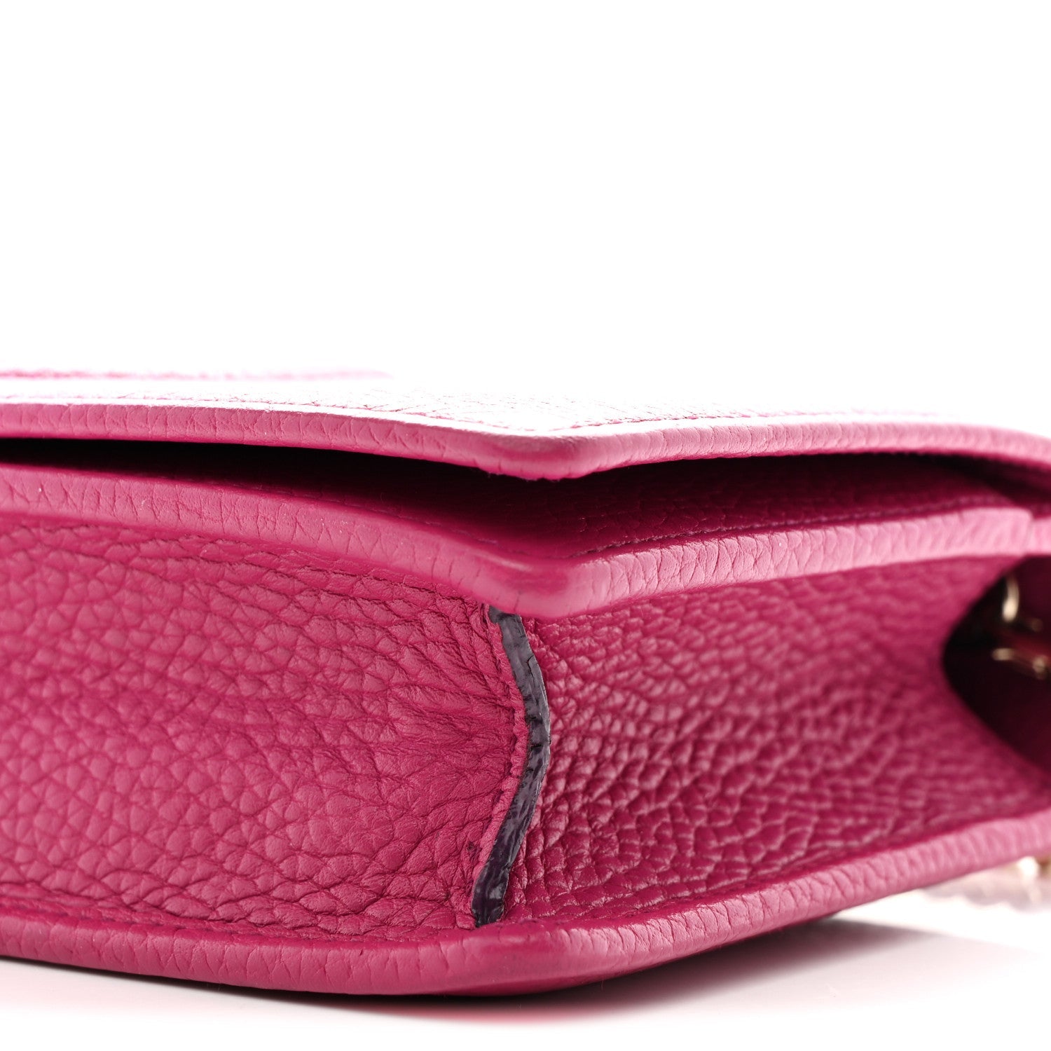Pebbled Calfskin Soho Wallet on Chain Bright Bougainvillea