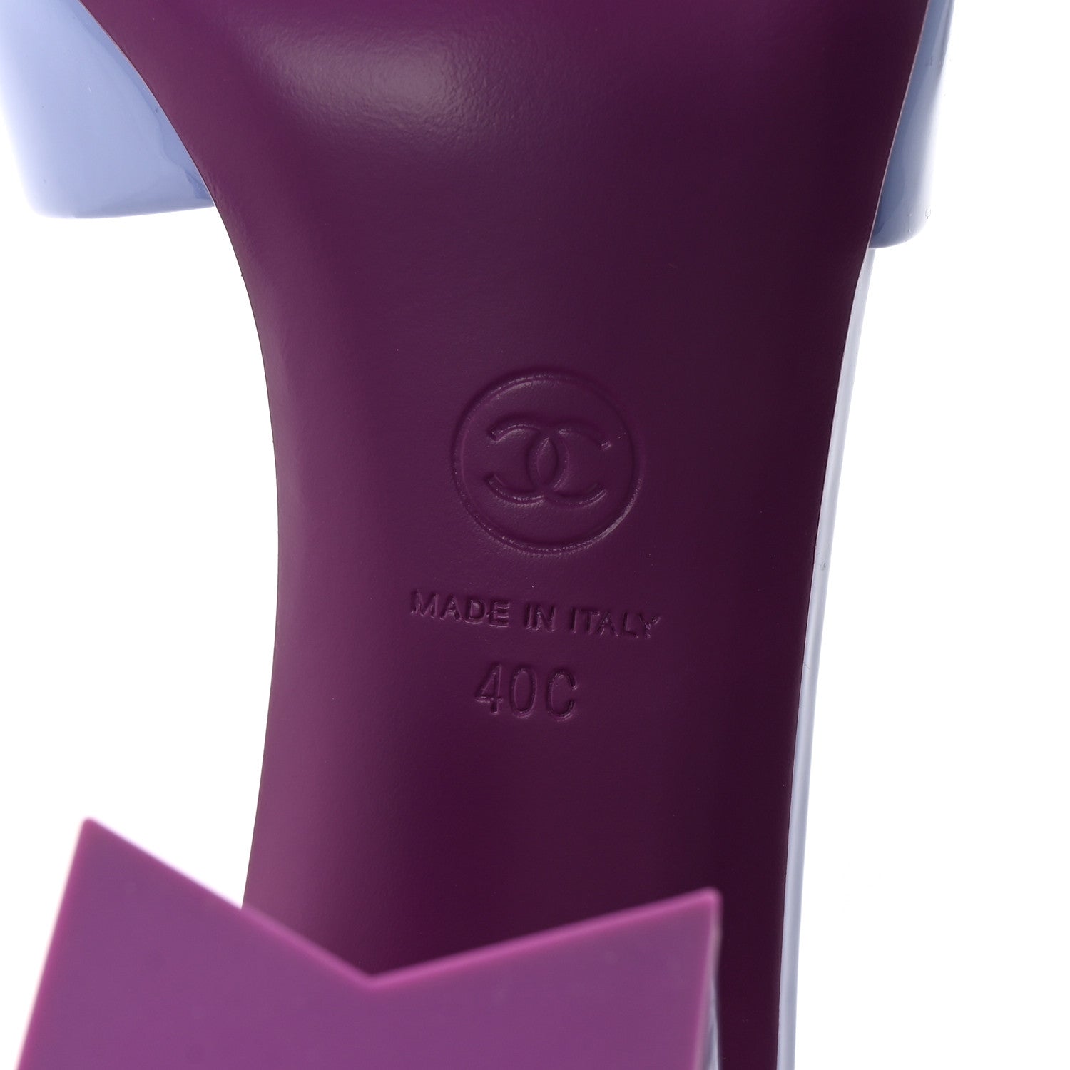 Patent Calfskin CC Mules 40 Light Purple Dark Purple