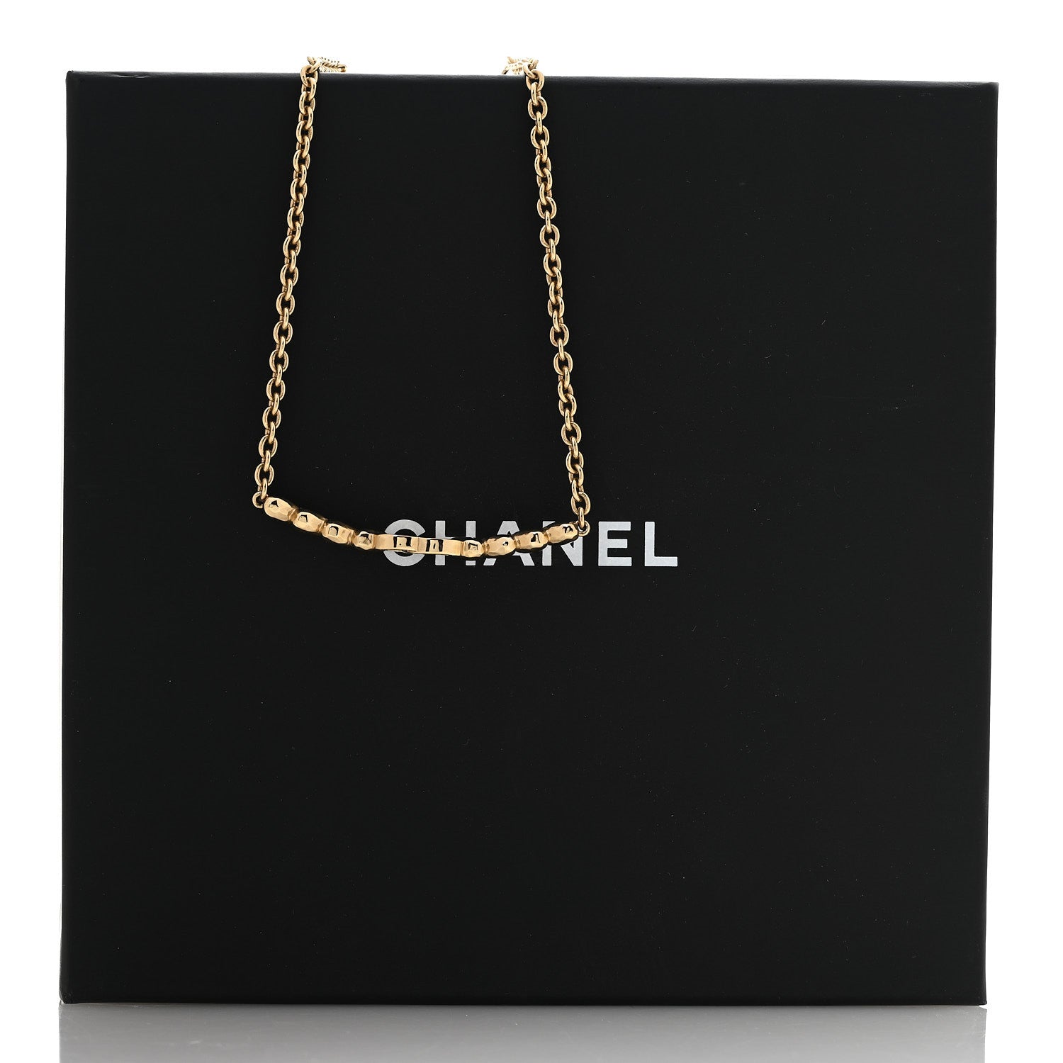 Crystal CC Heart Link Choker Necklace Gold
