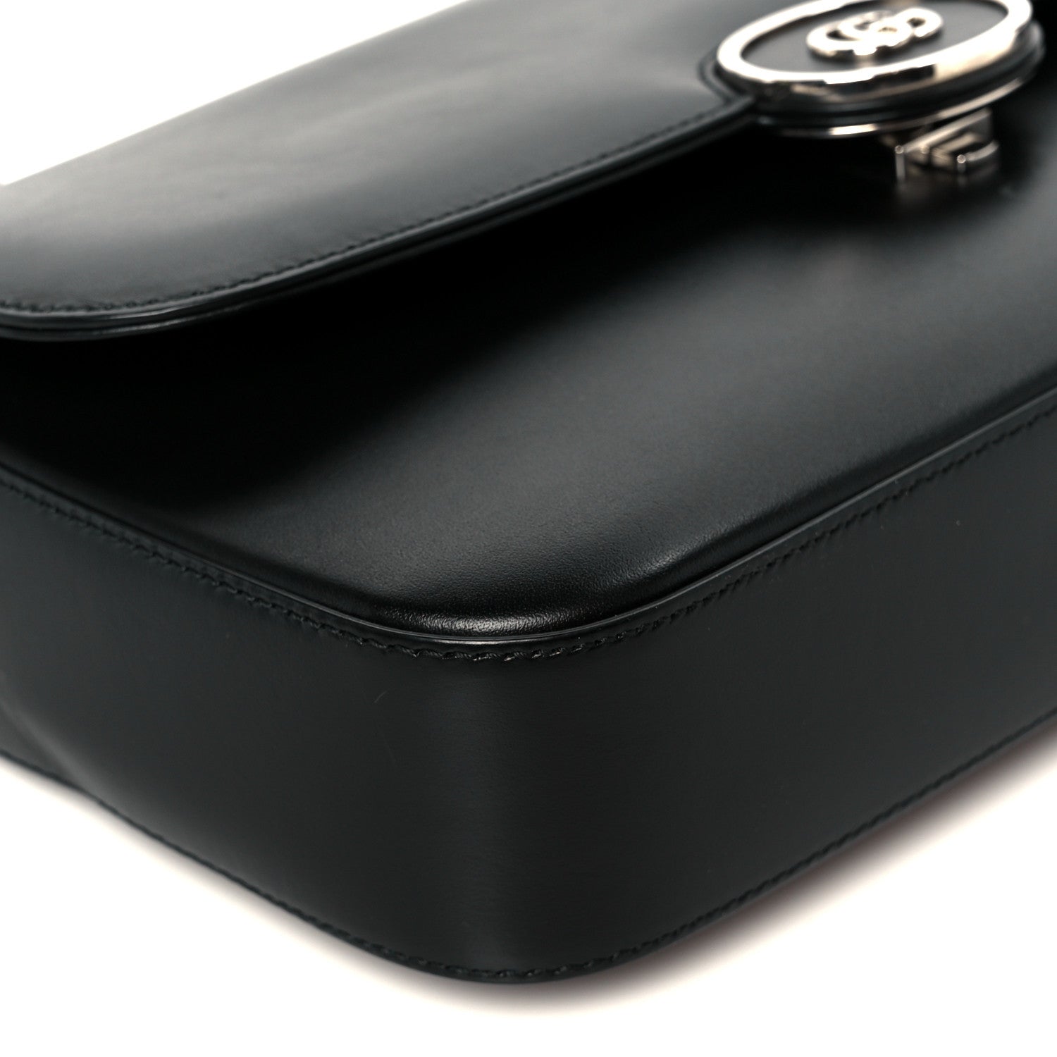 Senna Calfskin Petite GG Top Handle Shoulder Bag Black
