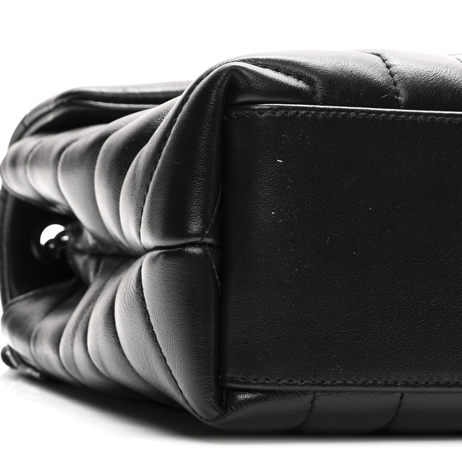 Calfskin Y Quilted Monogram Monochrome Small Loulou Chain Satchel Black