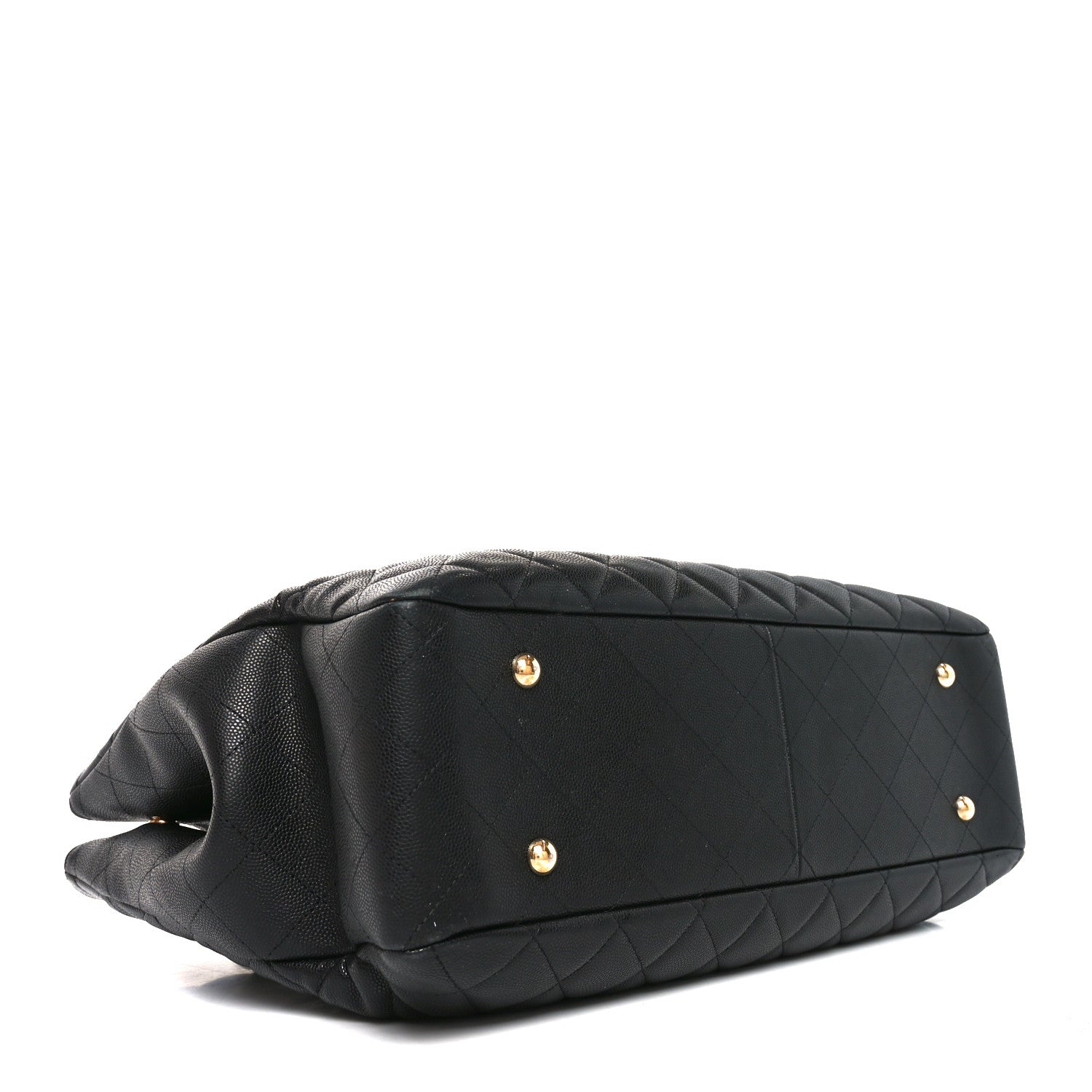 Caviar Quilted Large Shopping Tote Black