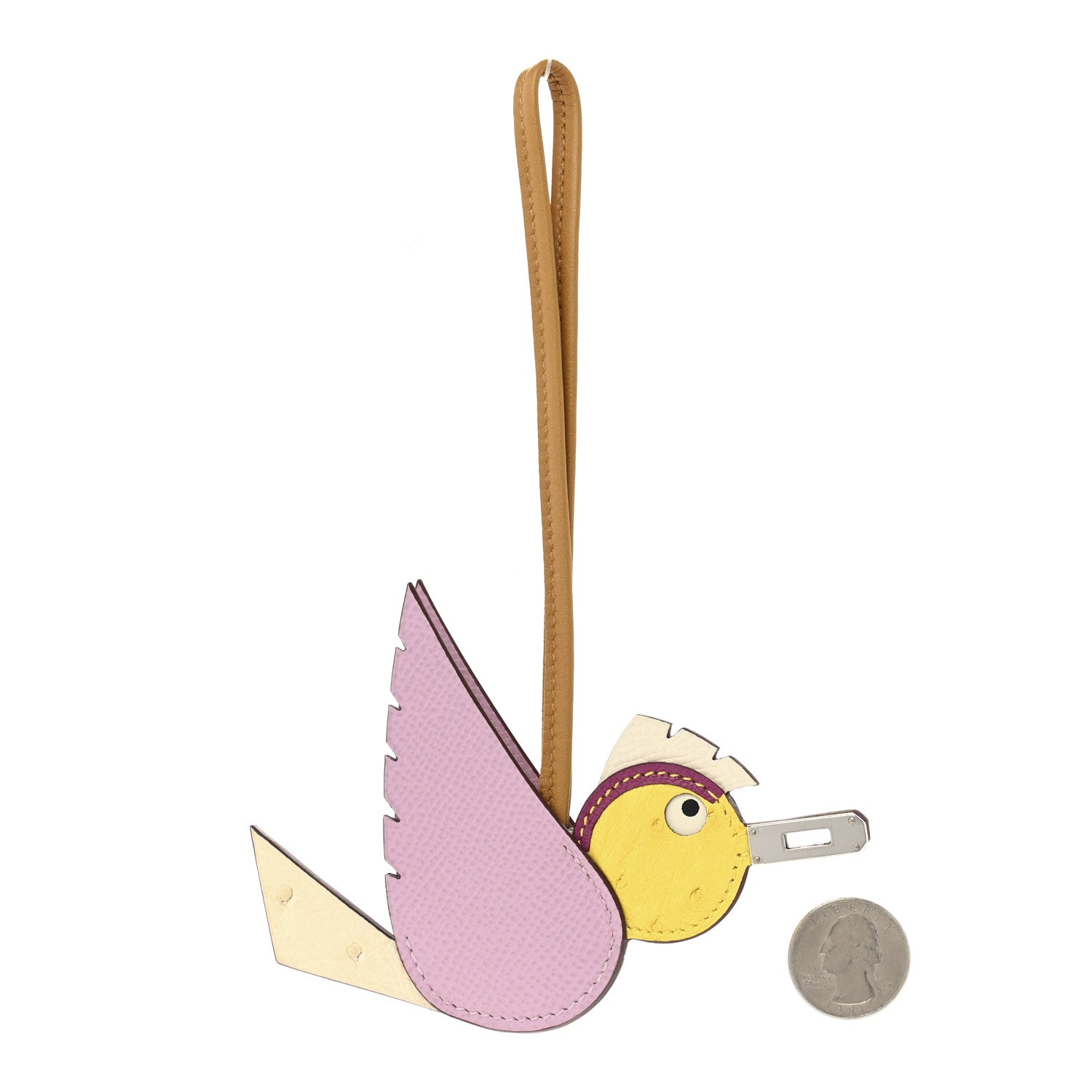 Ostrich Epsom Swift Birdy Bag Charm Mauve Sylvestre Nata Jaune Citron Magnolia Sesame