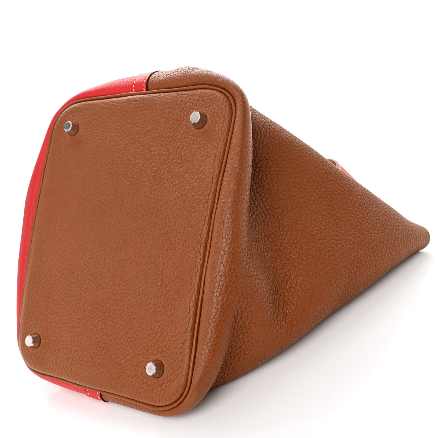 Taurillon Clemence Casaque Picotin Lock 22 MM Gold Rouge De Coeur