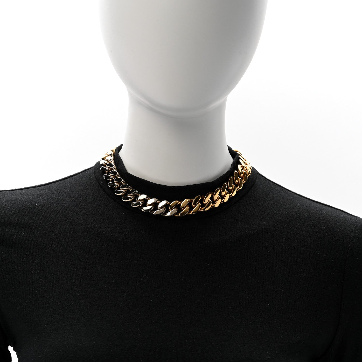 Metal Curb Chain Necklace Gold Silver