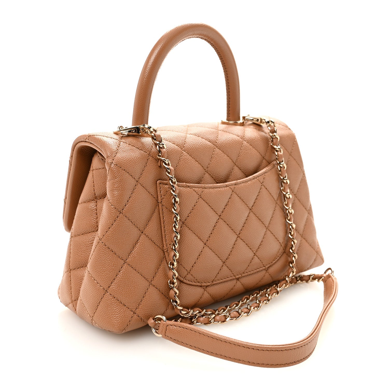 Caviar Quilted Mini Coco Handle Flap Brown