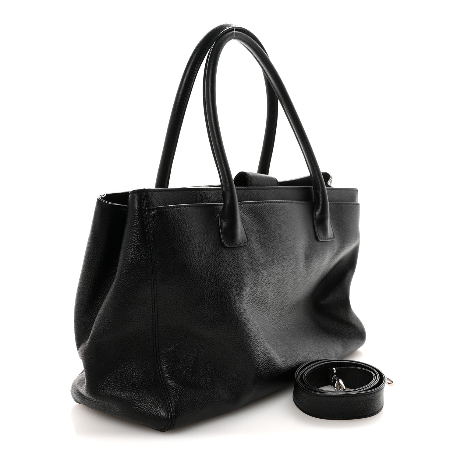 Calfskin Cerf Executive Shopper Tote Black