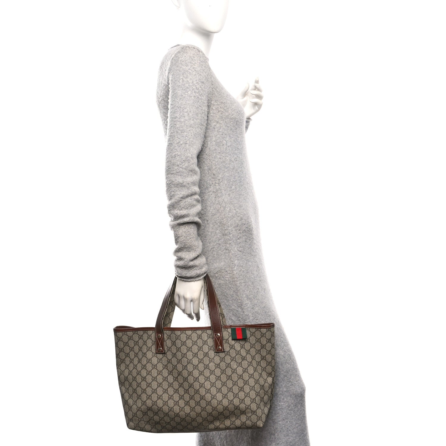 GG Plus Monogram Medium Signature Web Loop Tote Brown