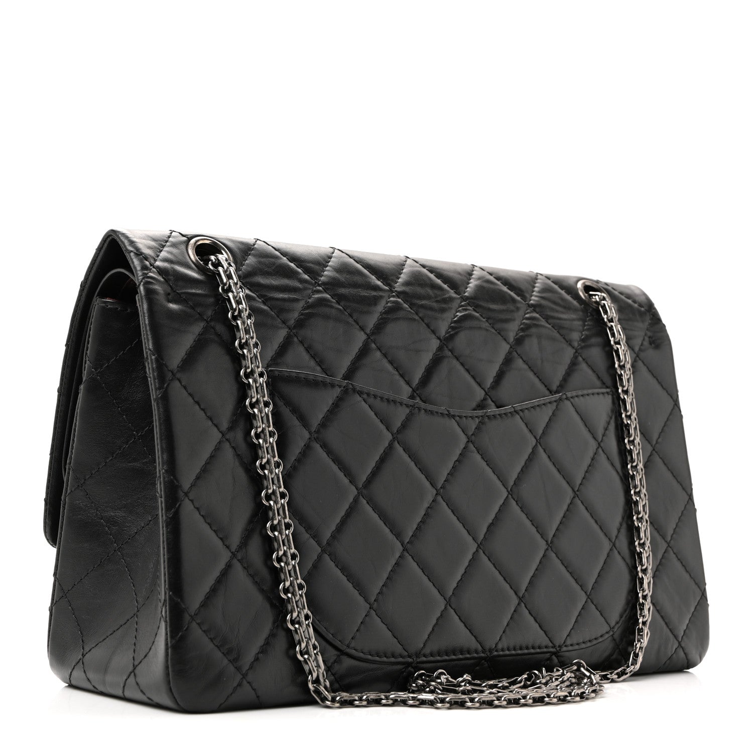 Aged Calfskin Quilted 2.55 Reissue 227 Flap Black