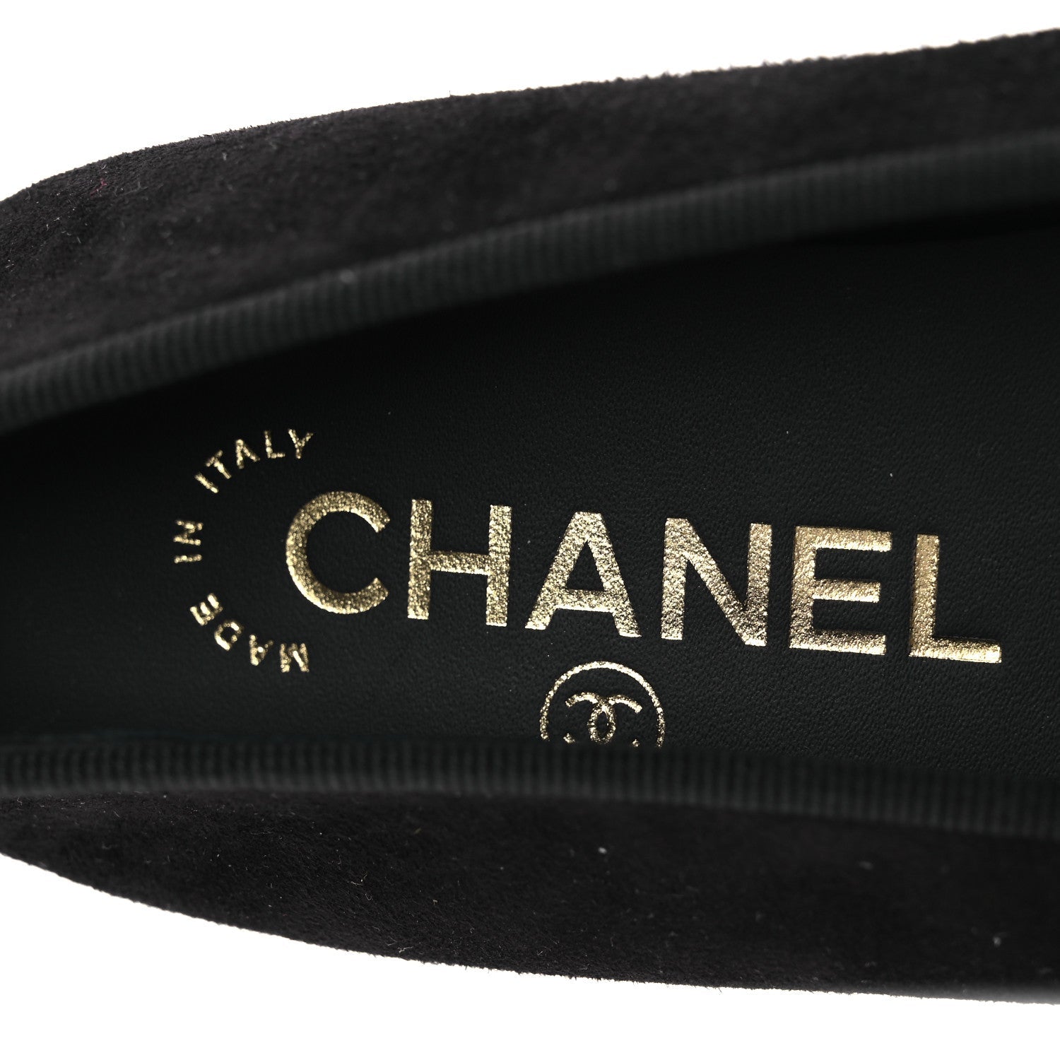 Suede Crackled Laminated Calfskin Cap Toe Ballerina Flats 36.5 Black Gold