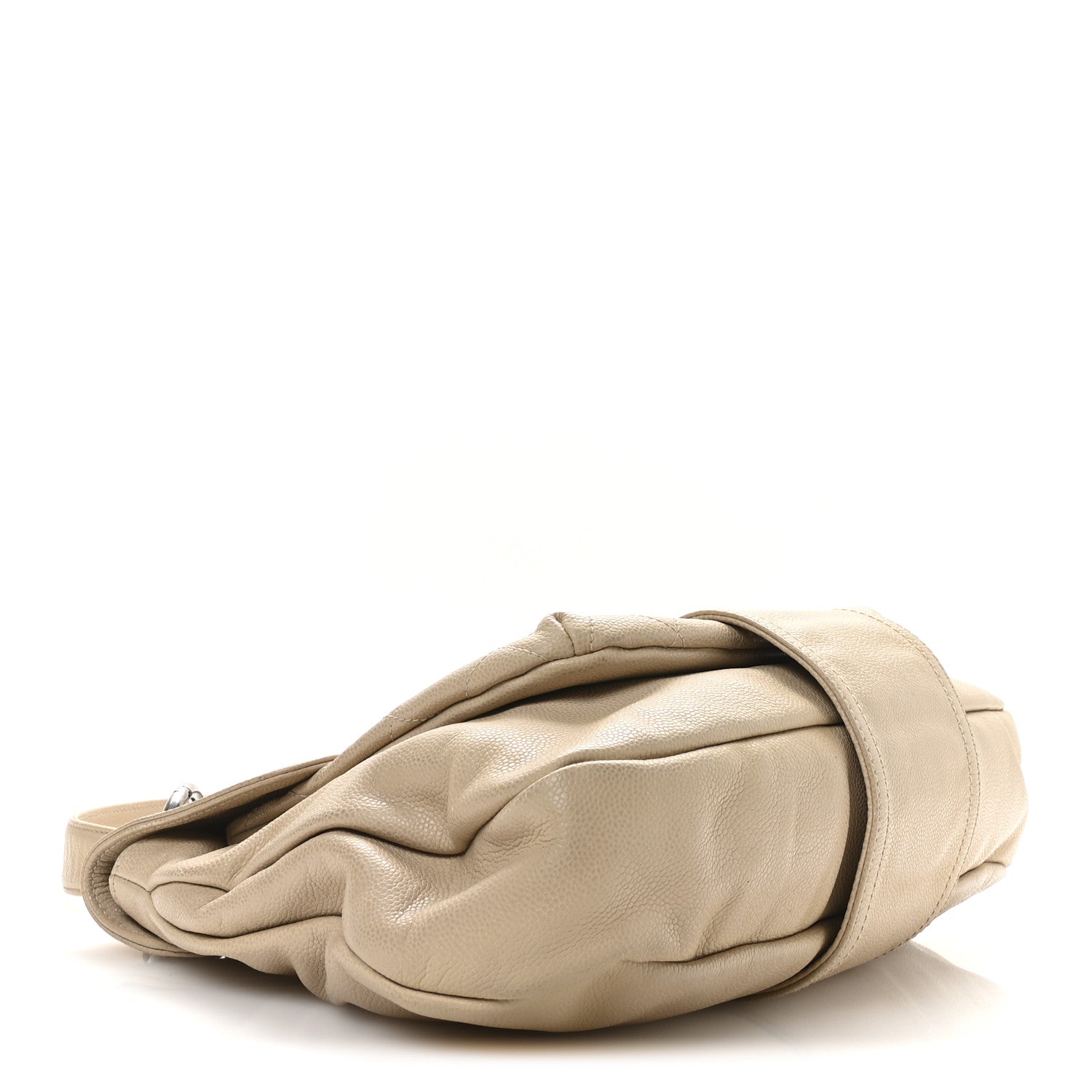 Glazed Caviar Coco Rider Flap Hobo Beige