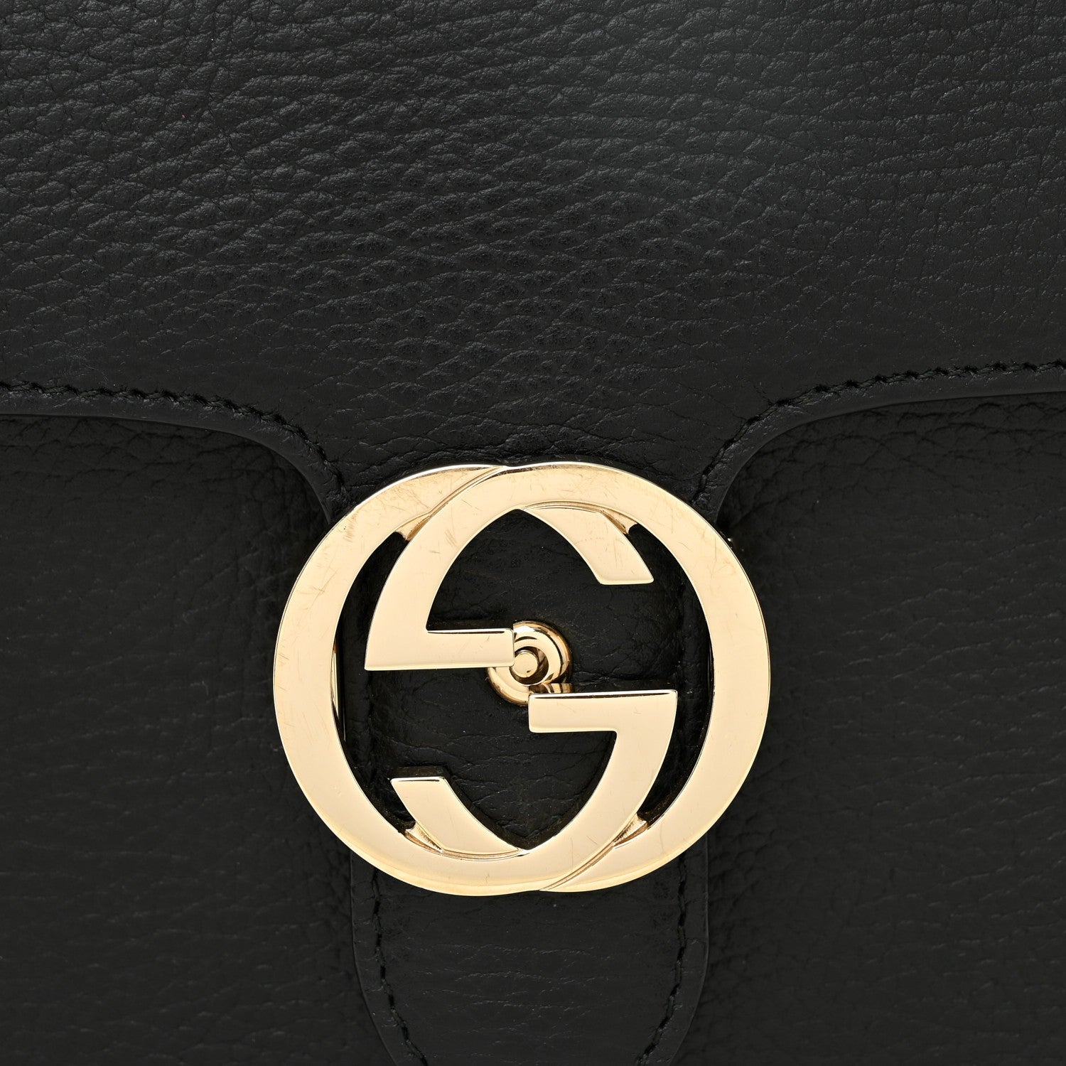 Dollar Calfskin Small Interlocking G Shoulder Bag Black