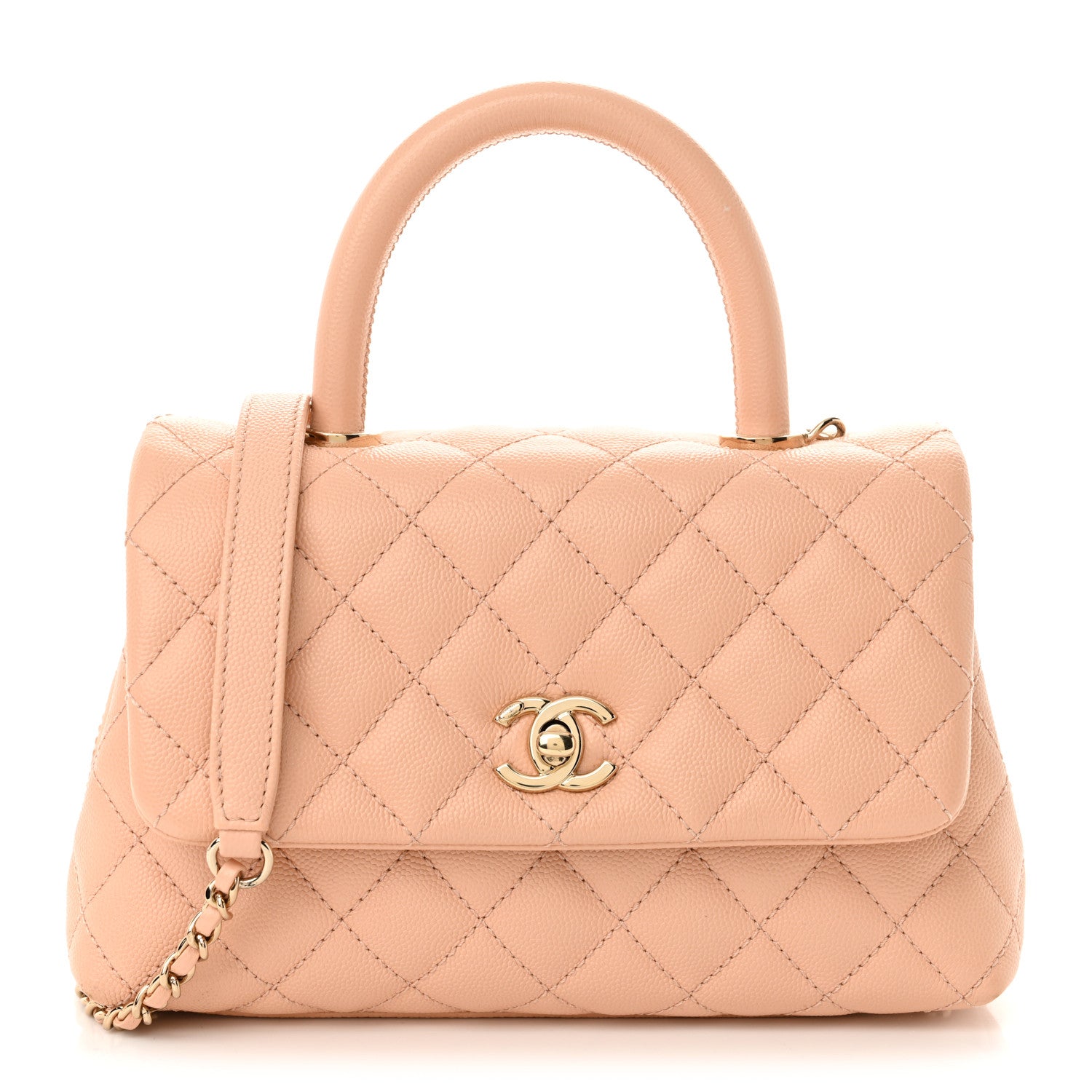 Caviar Quilted Mini Coco Handle Flap Light Pink
