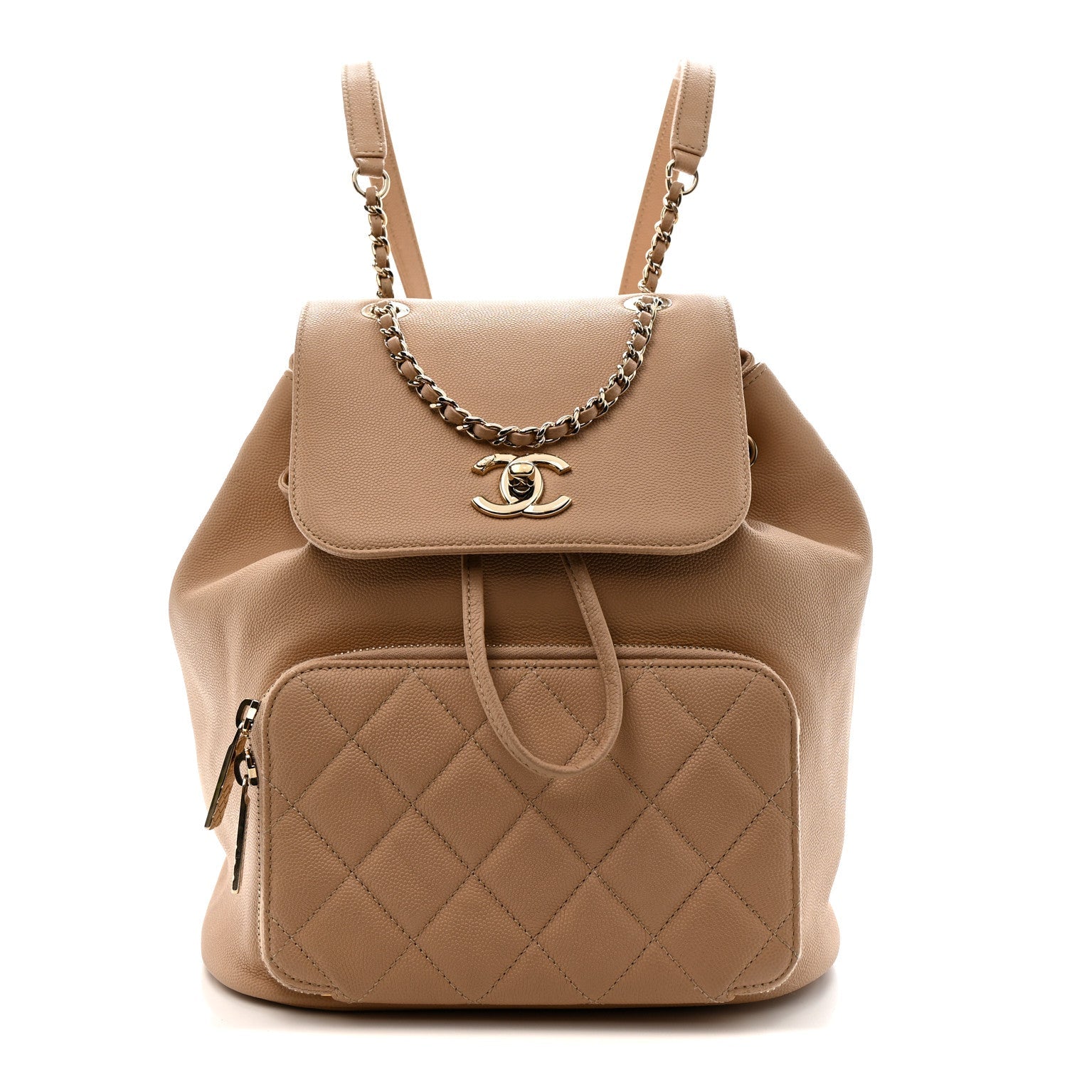 Caviar Quilted Business Affinity Backpack Beige
