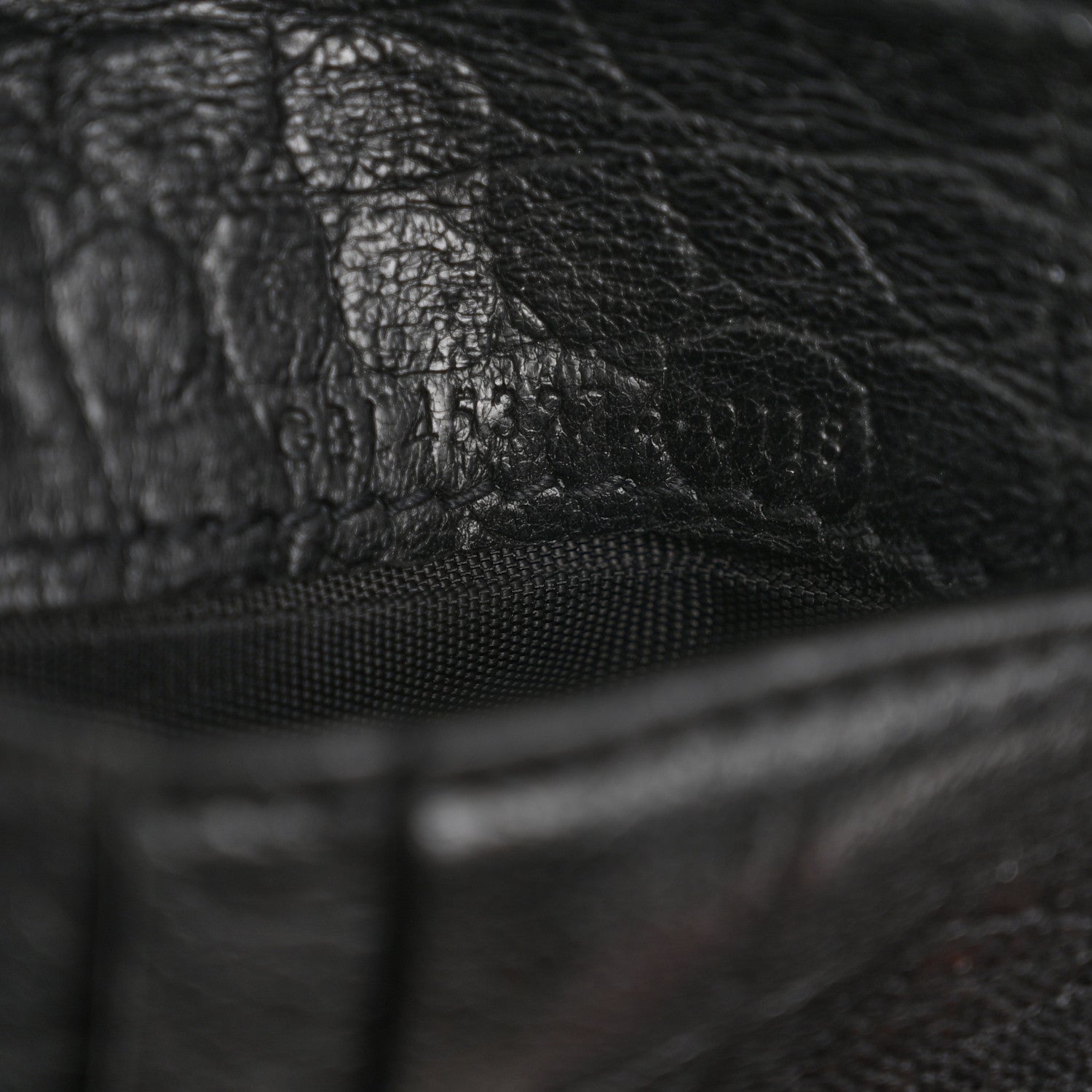 Calfskin Crocodile Embossed Monogram Bifold Wallet Black