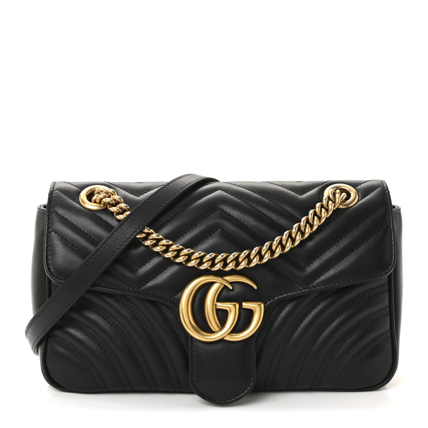 Calfskin Matelasse Small GG Marmont Shoulder Bag Black