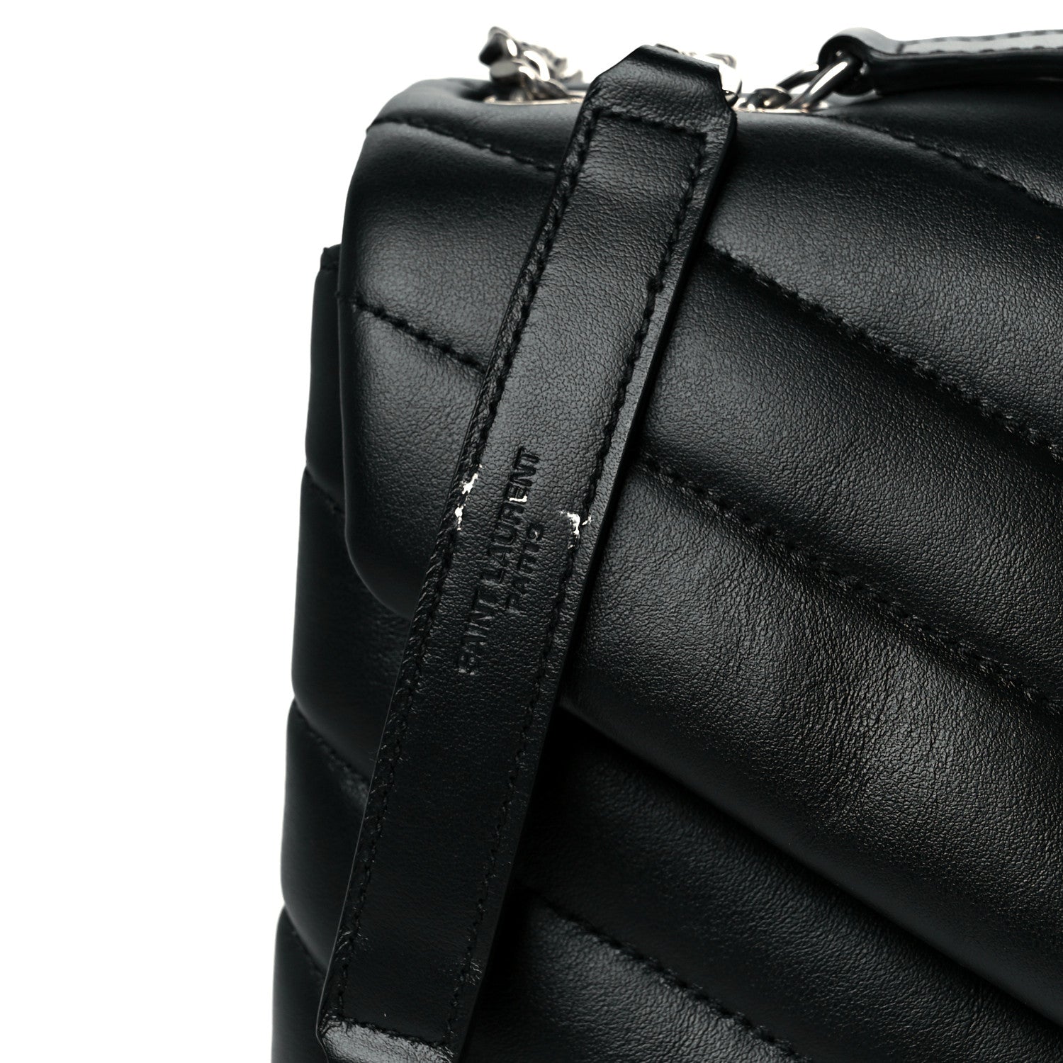 Calfskin Y Quilted Monogram Small Loulou Chain Satchel Black