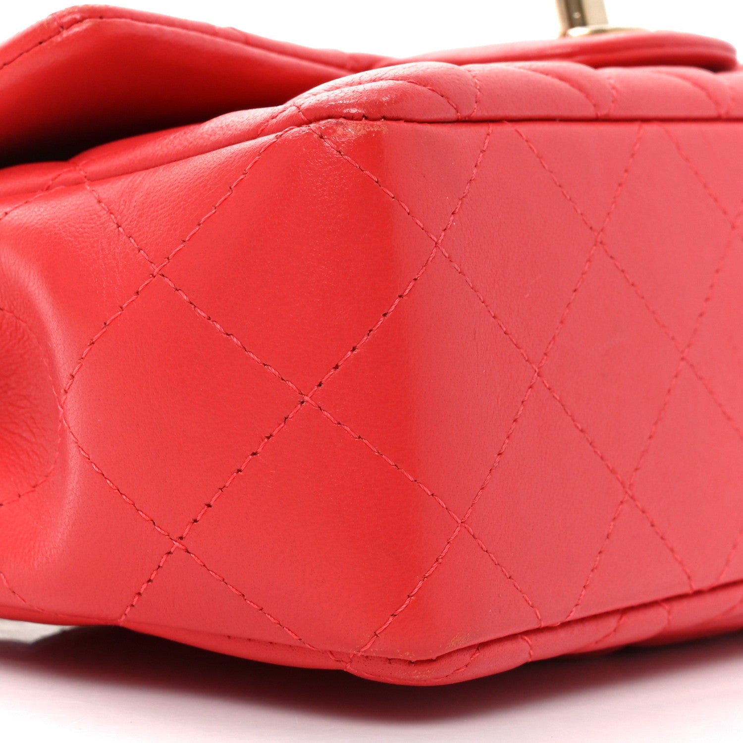 Lambskin Quilted Mini Rectangular Flap Red