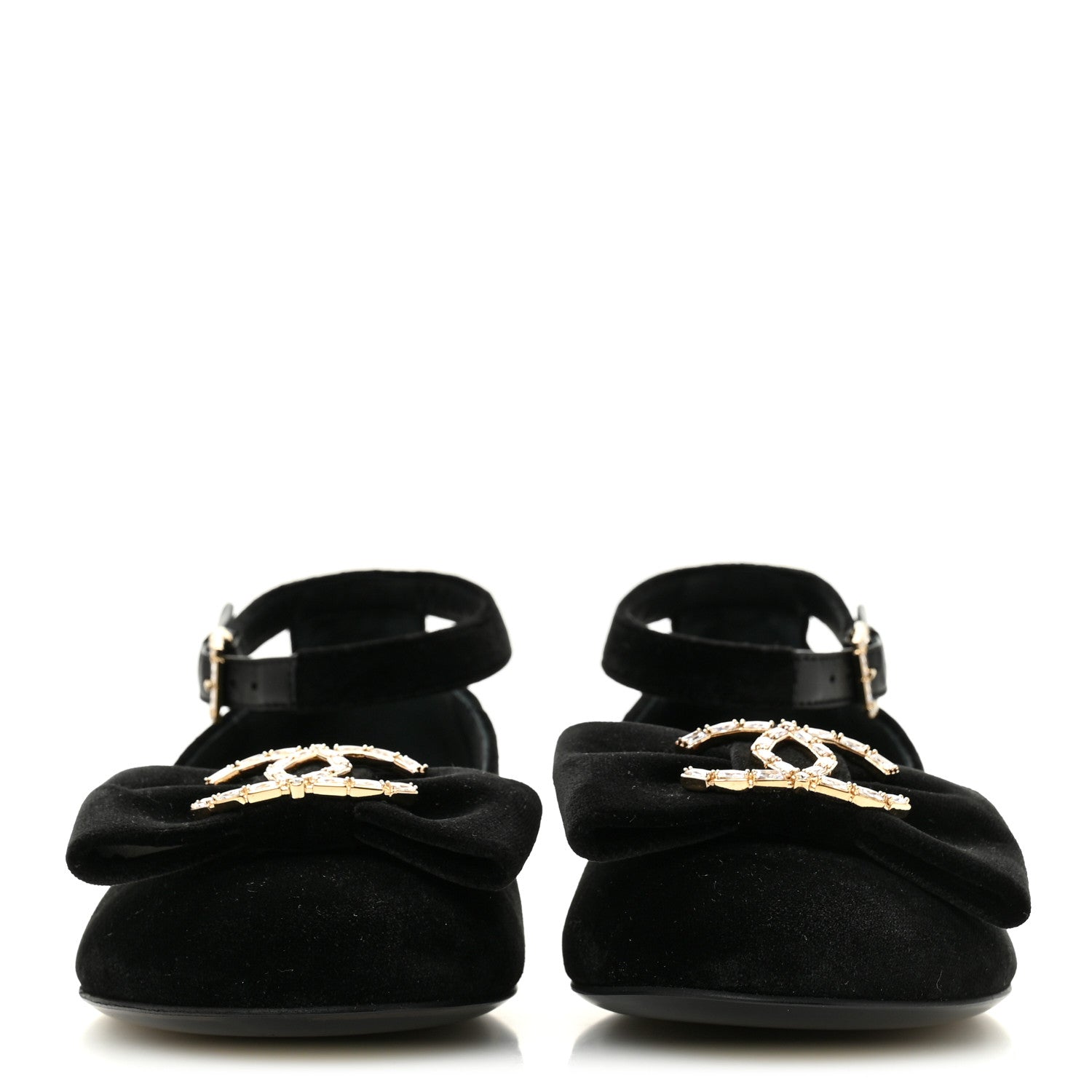 Velvet Strass CC Bow Mary Jane Flats 36 Black