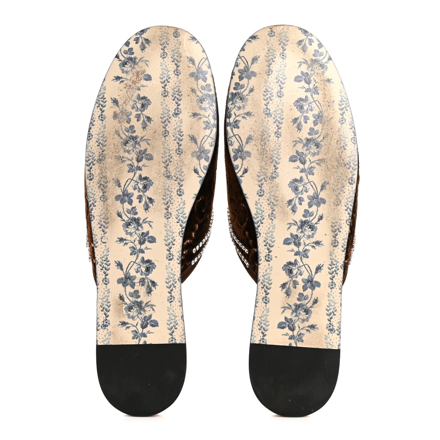 Velvet GG Monogram Crystal Slippers 39 Brown Vintage Cocoa