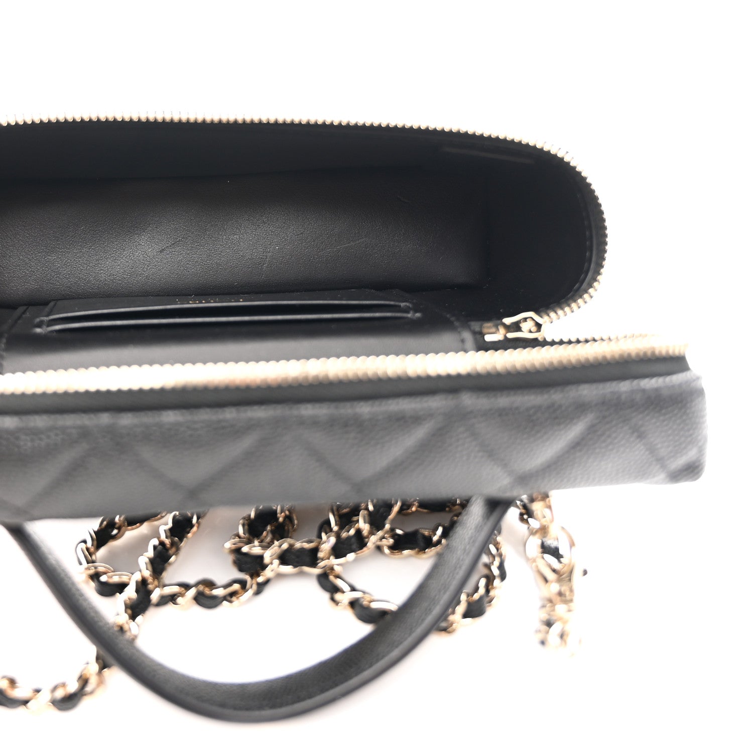 Caviar Quilted Trendy Handle Slim Vanity Black