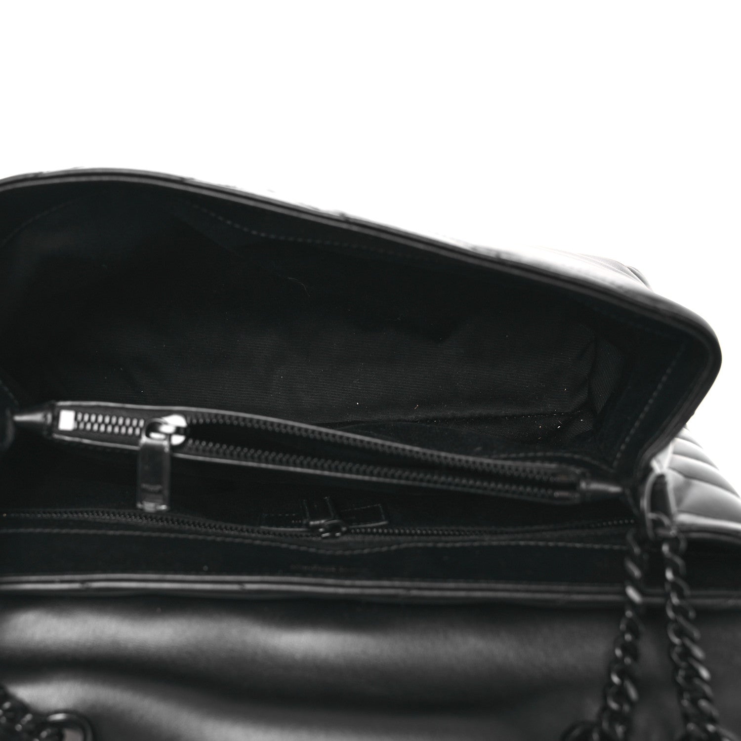 Calfskin Y Quilted Monogram Monochrome Medium Loulou Chain Satchel Black