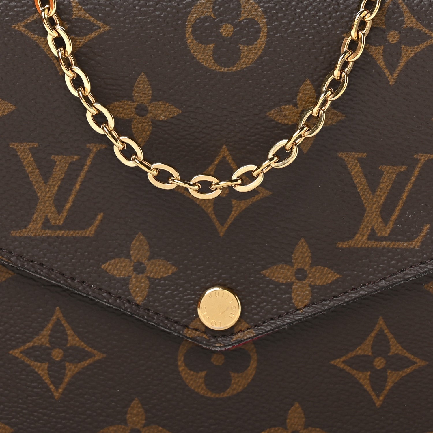 Monogram Pochette Felicie Chain Wallet Fuchsia