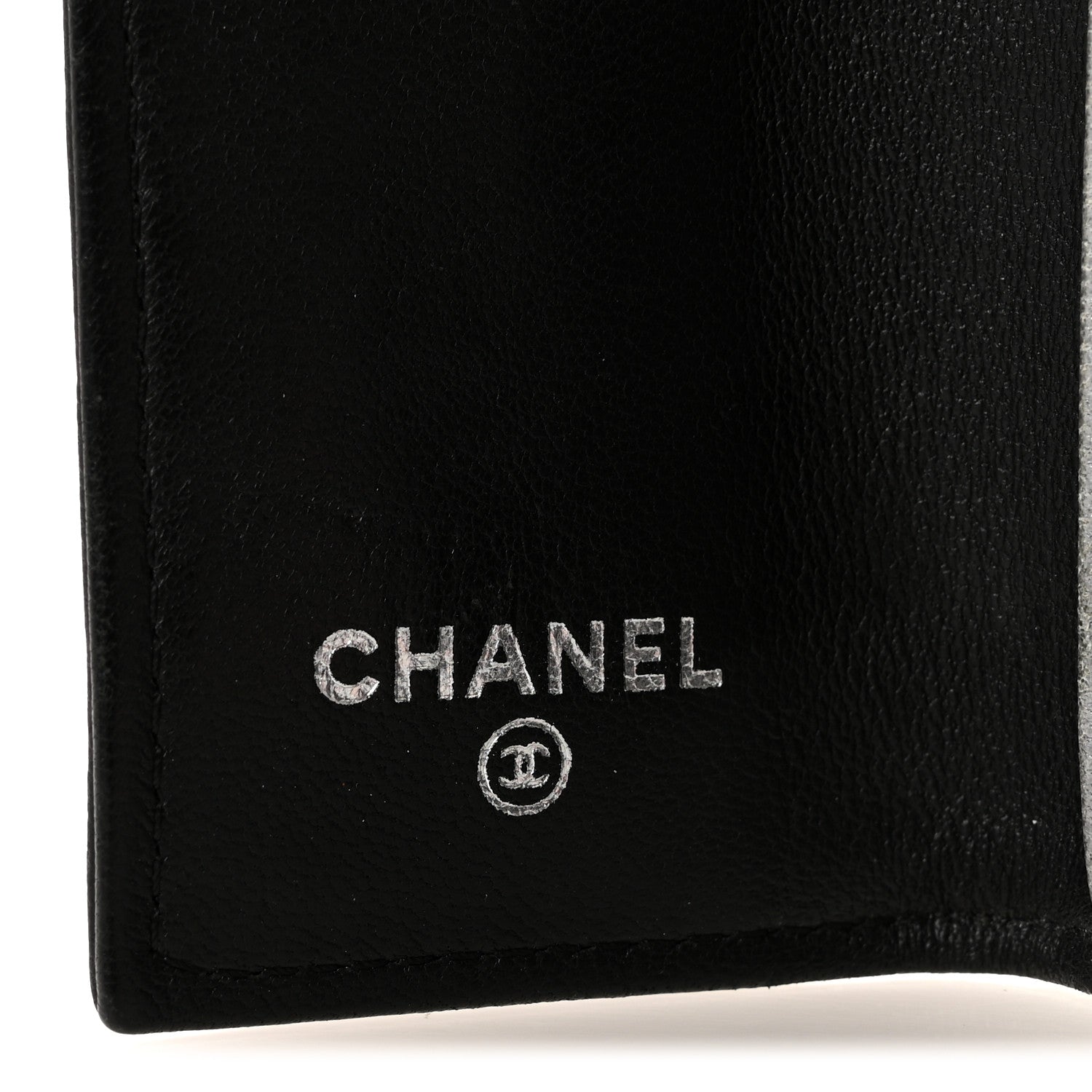 Lambskin Camellia Embossed 6 Key Holder Black