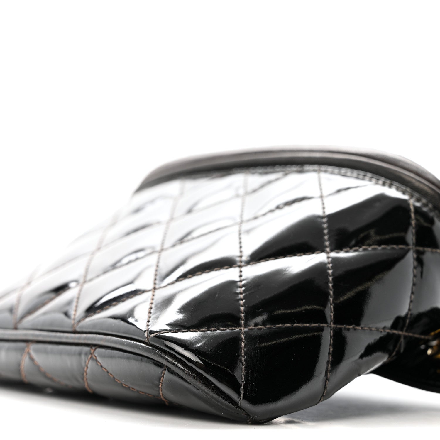 Patent Calfskin Quilted Waist Belt Bag 70 28 Black