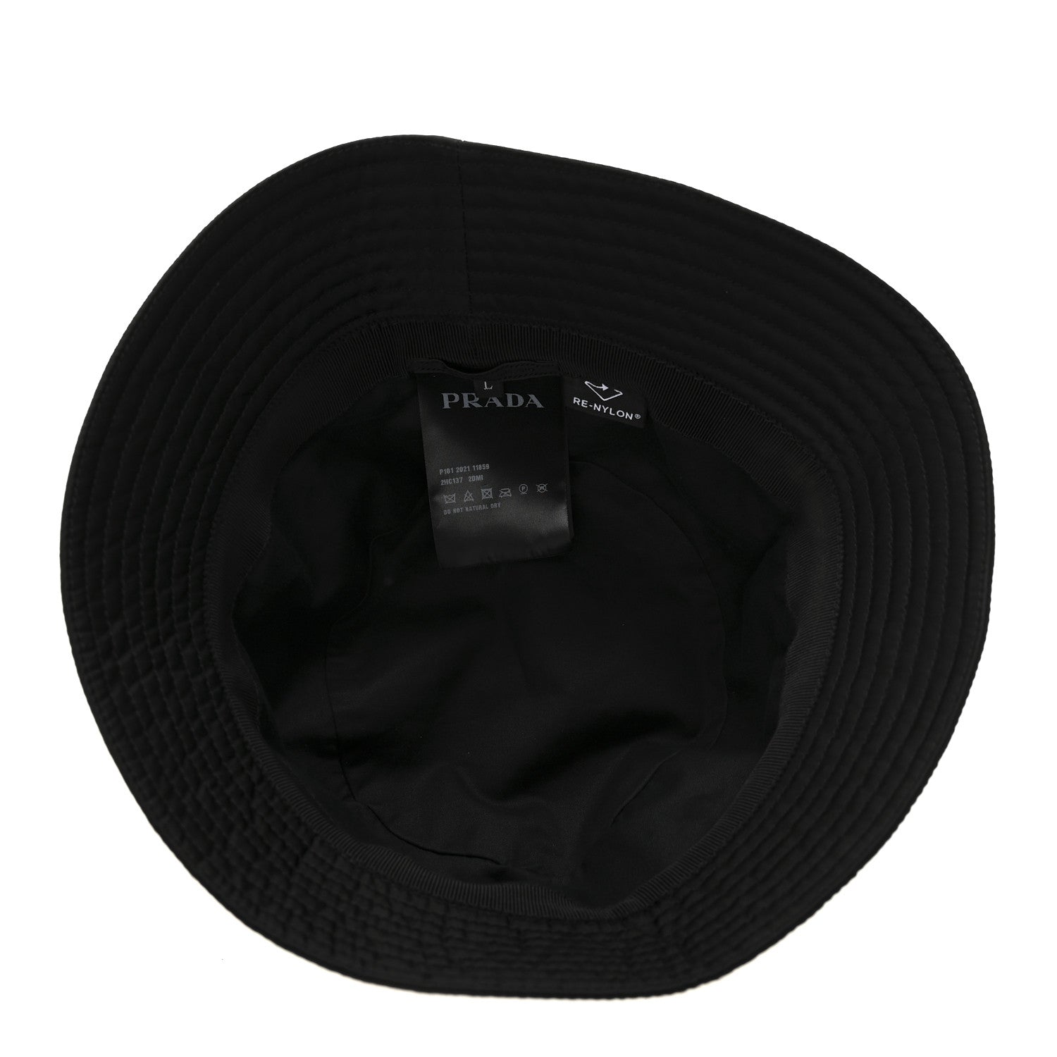 Re-Nylon Metal Triangle Logo Womens Bucket Hat L Black