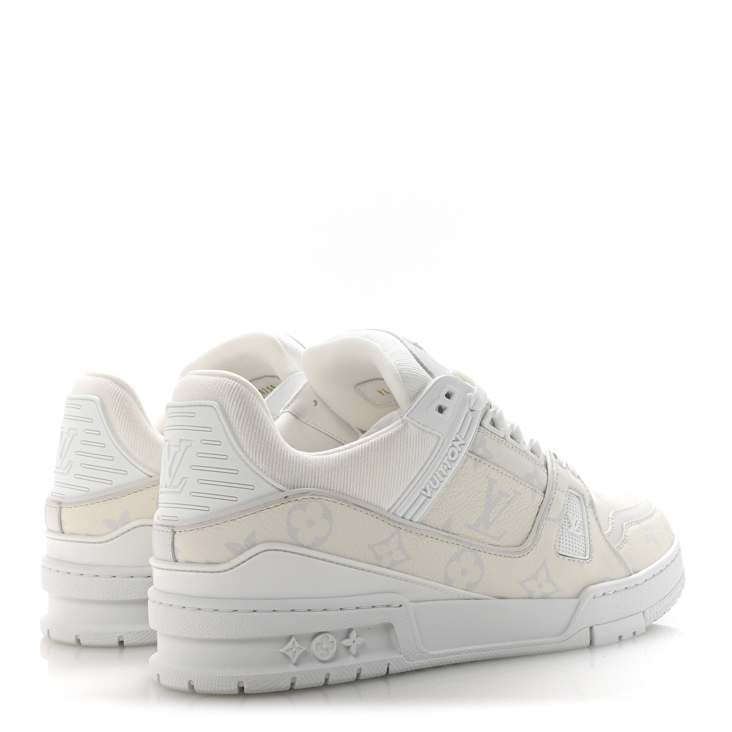 Calfskin Monogram Mens LV Trainer Sneakers 7 White
