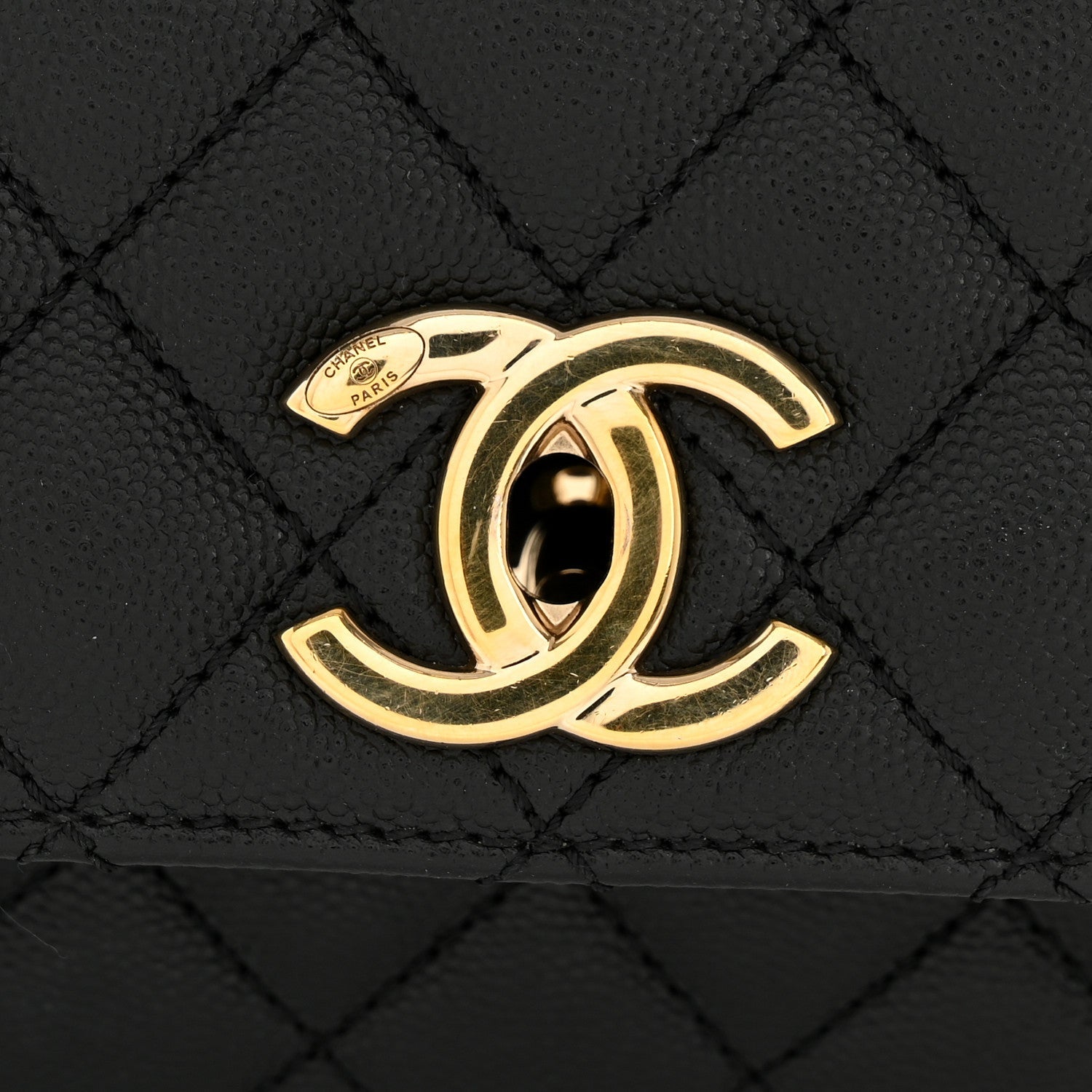 Caviar Quilted Small Coco Handle Flap Black