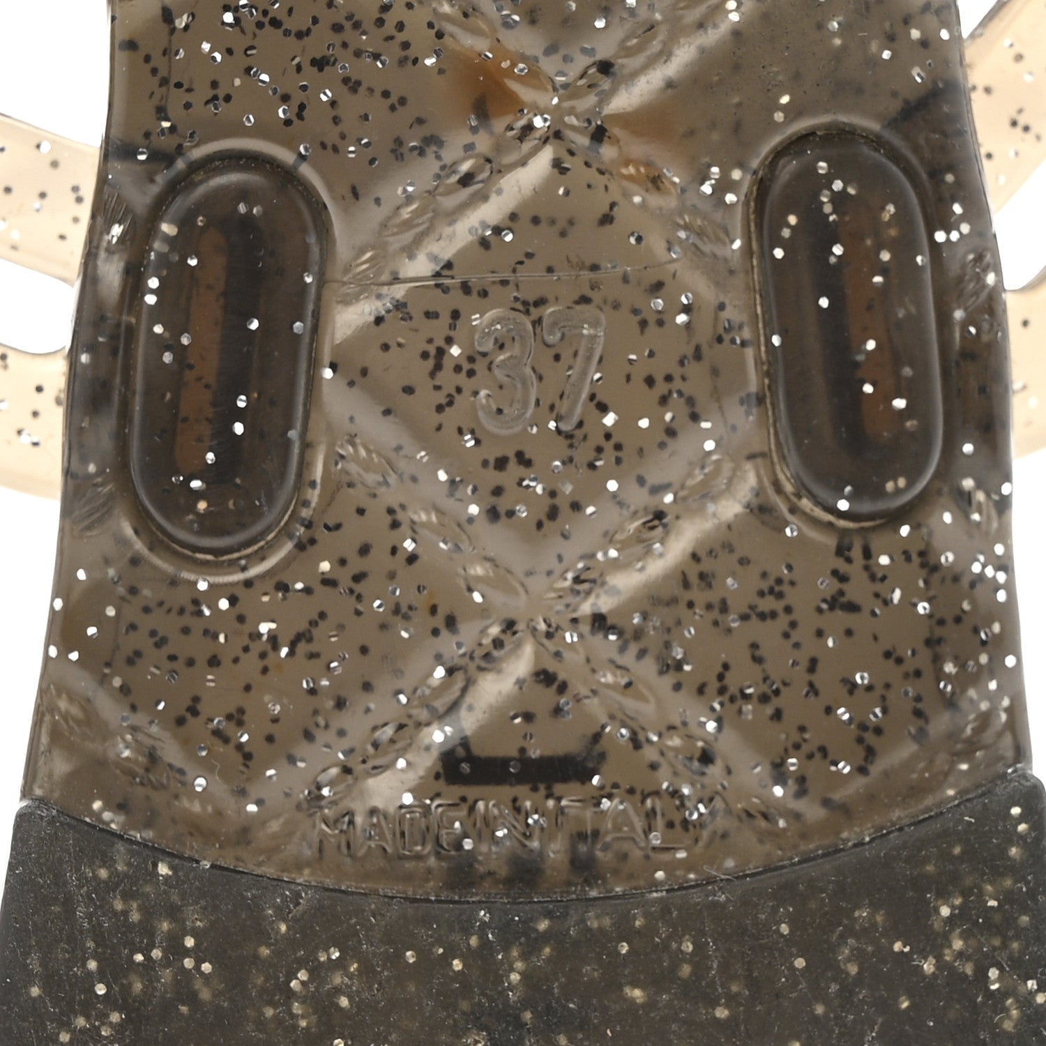 Glitter Jelly Camellia Thong Sandals 37 Black