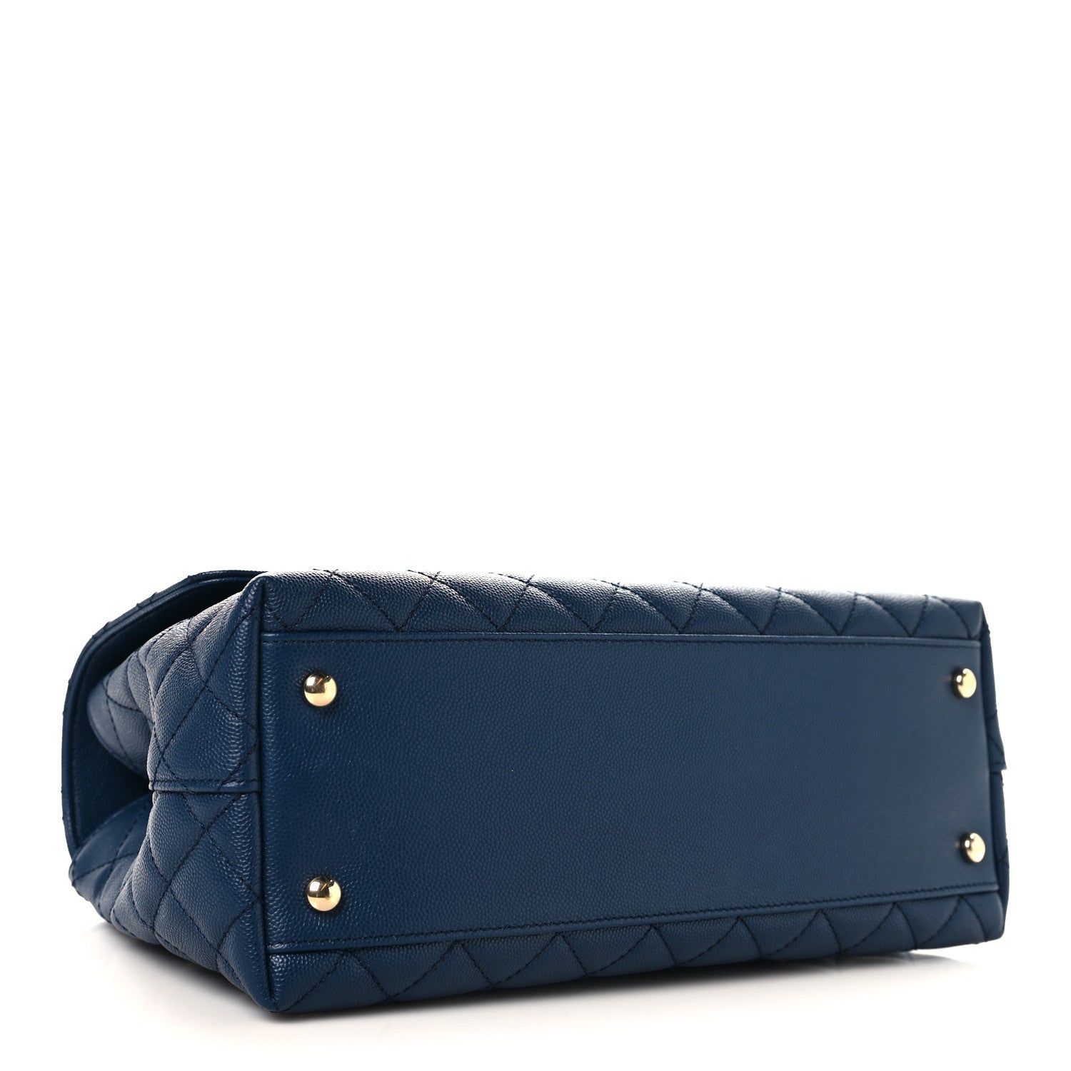 Caviar Lizard Embossed Quilted Small Coco Handle Flap Dark Blue