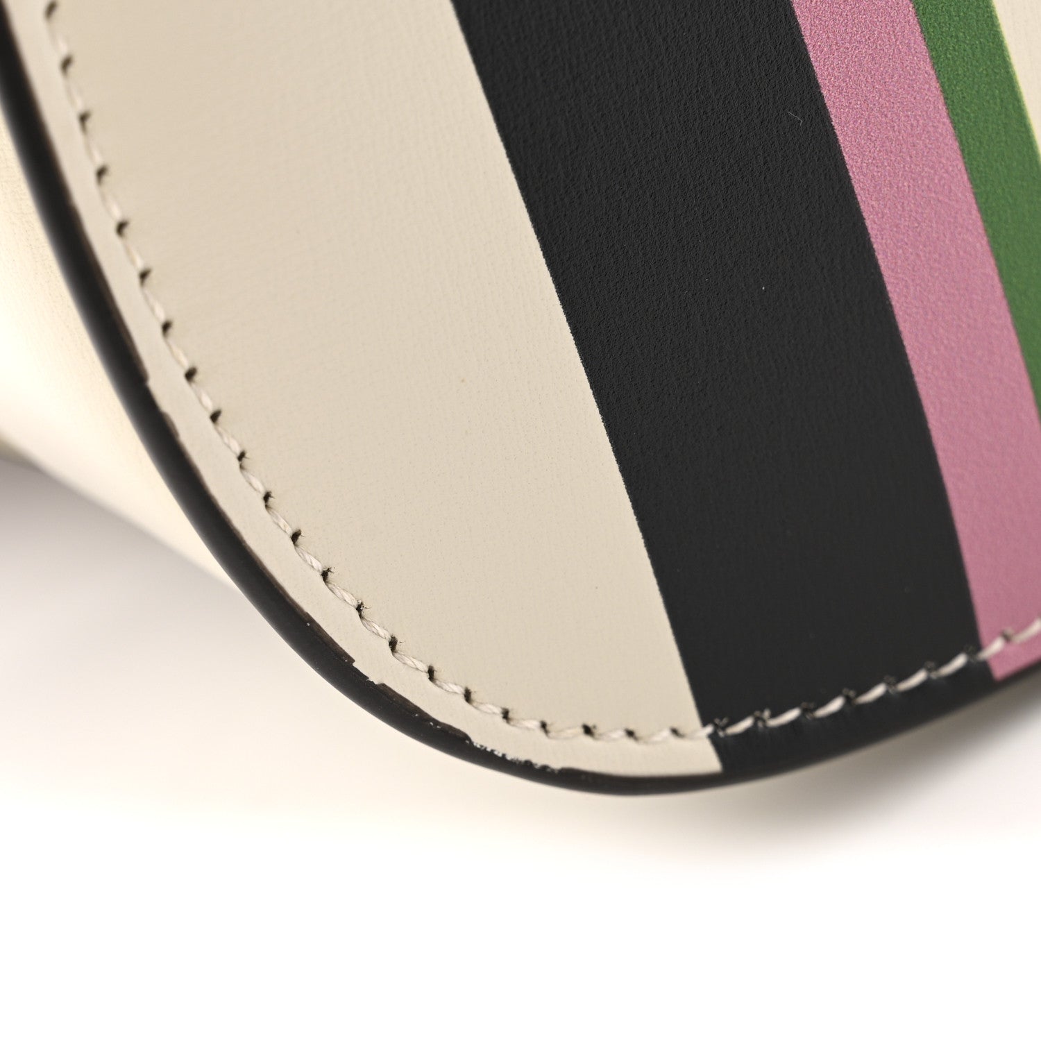 Calfskin Web Geometric Print Small Bamboo 1947 Top Handle Bag White Multicolor