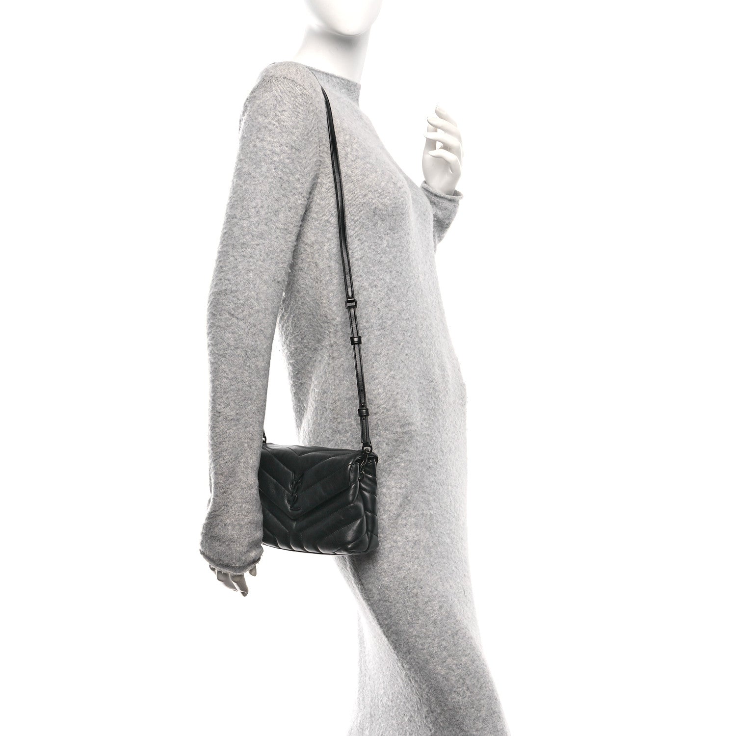 Calfskin Y Quilted Monogram Toy Loulou Crossbody Bag Black