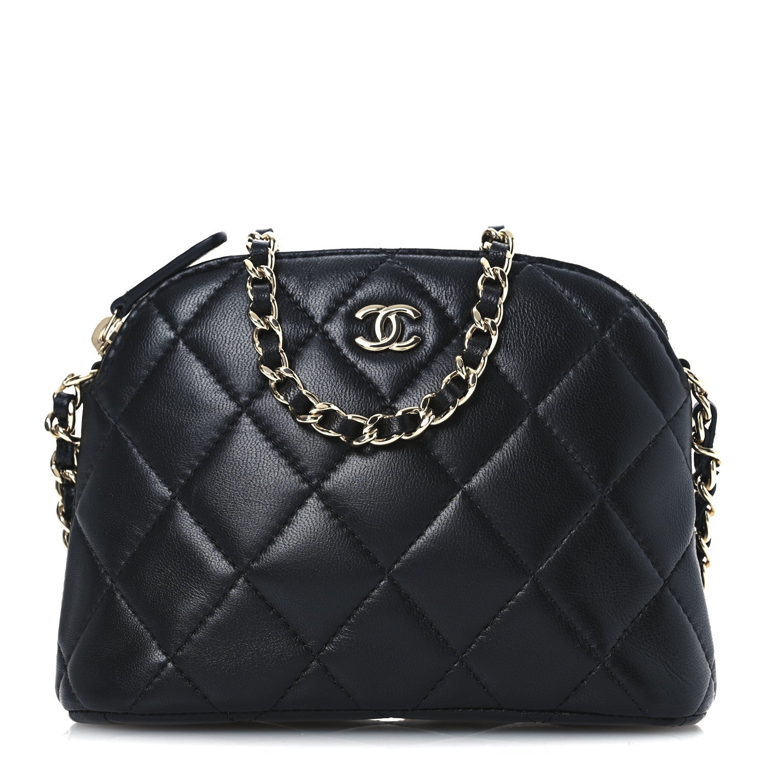 Lambskin Quilted Classic Clutch With Chain Black