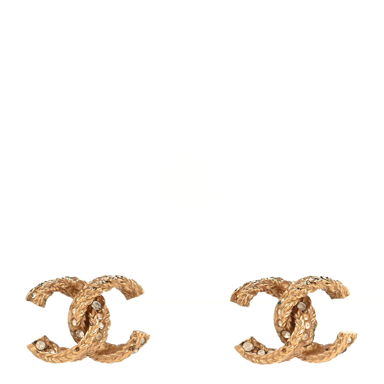 Crystal Twisted CC Earrings Gold