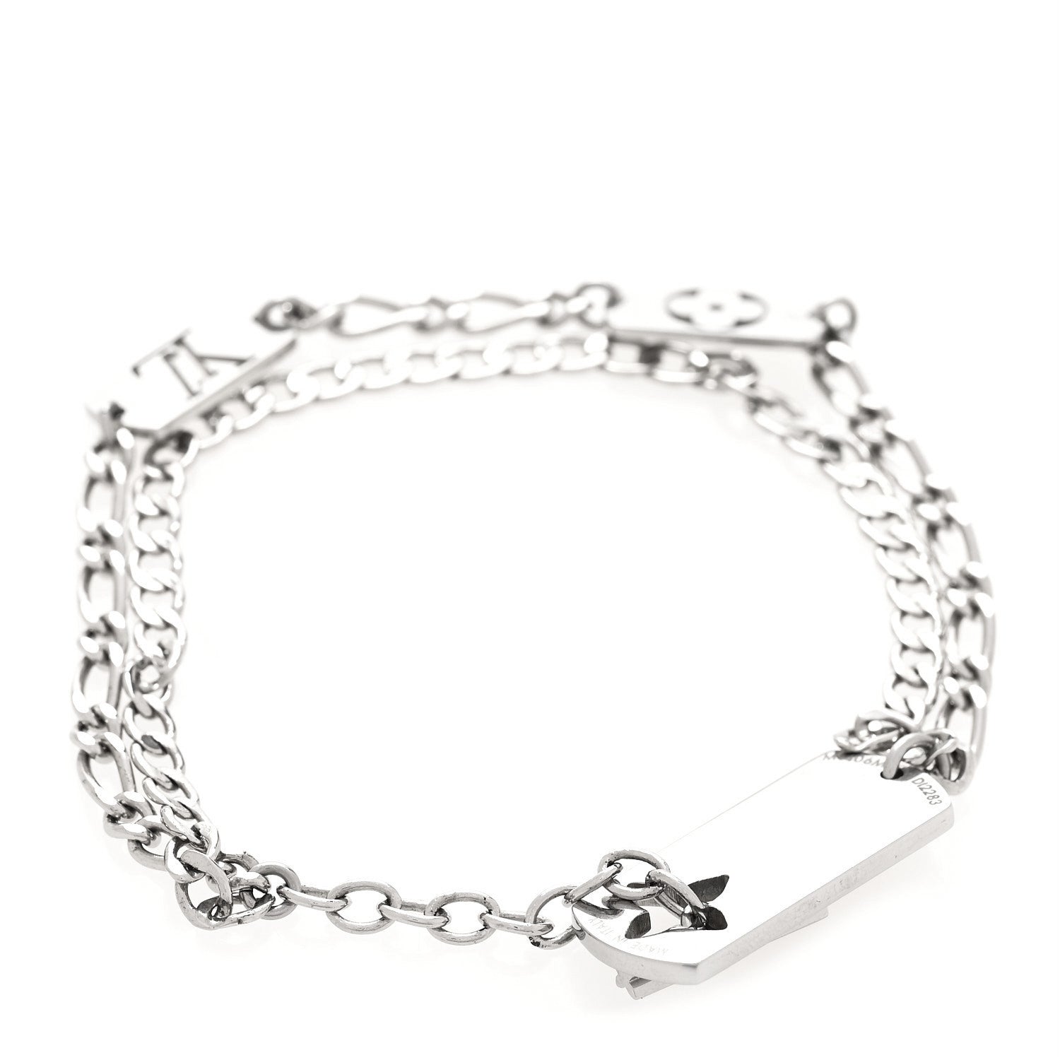 Monogram LV Double Chain Bracelet Silver