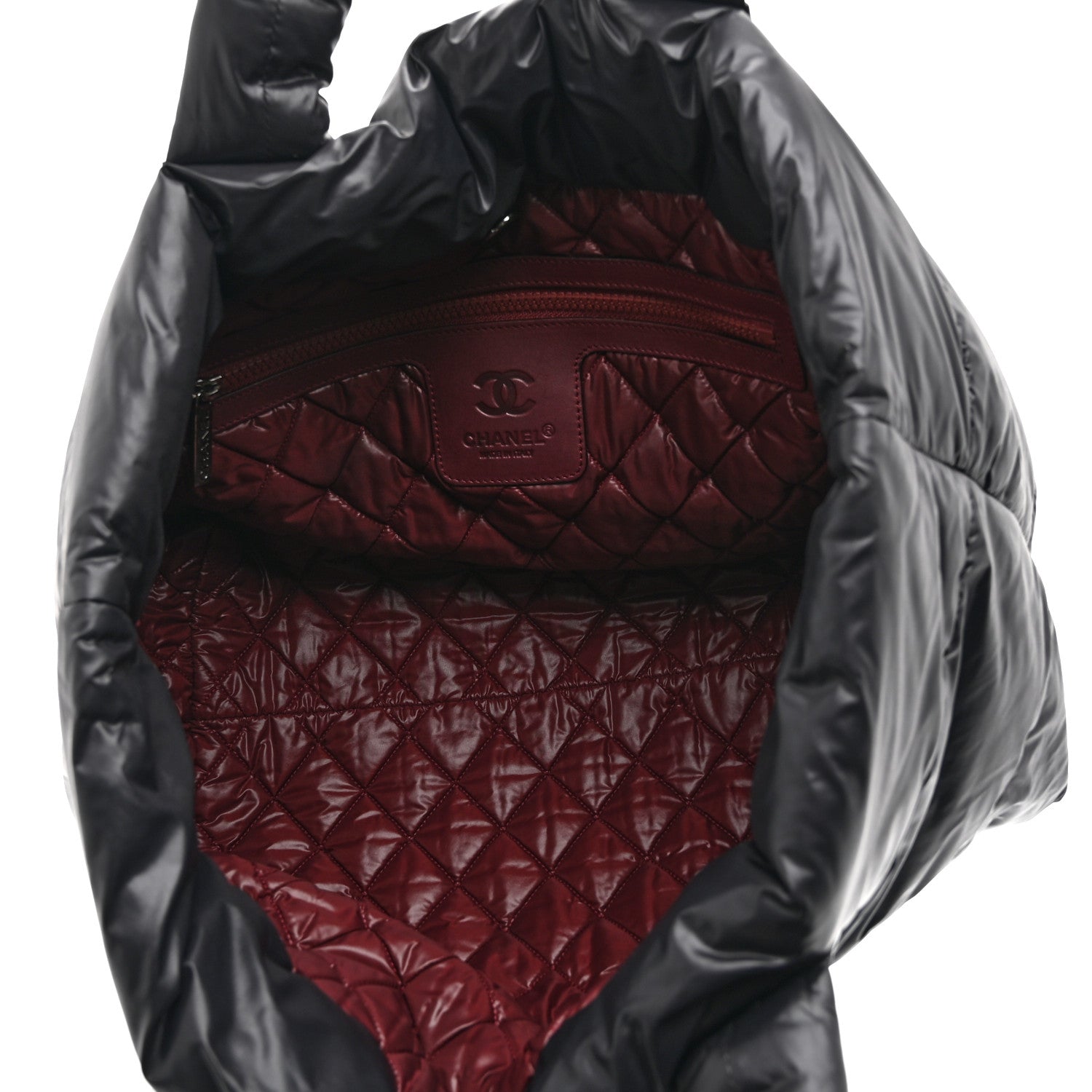 Lambskin Quilted Large Coco Cocoon Reversible Tote Black