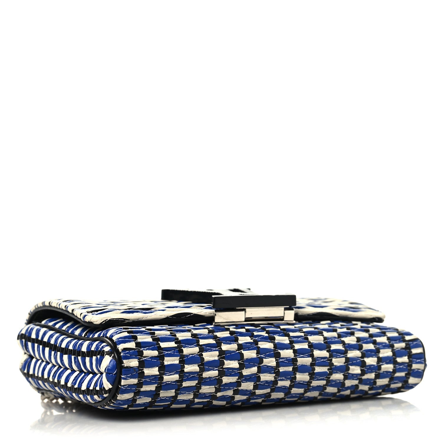 Calfskin Epi Smock Louise MM Chain Clutch Blue White Black