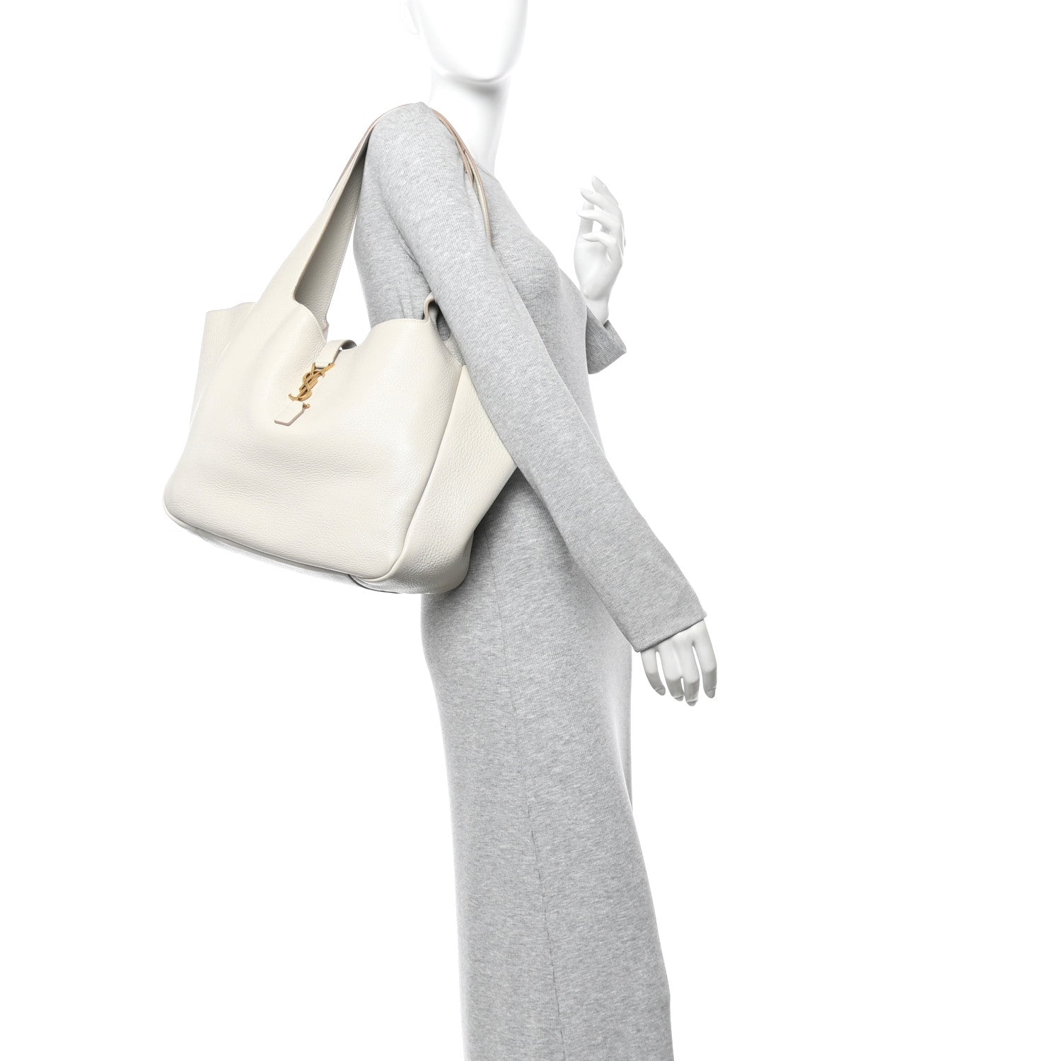 Grained Deerskin Bea Tote Blanc Vintage