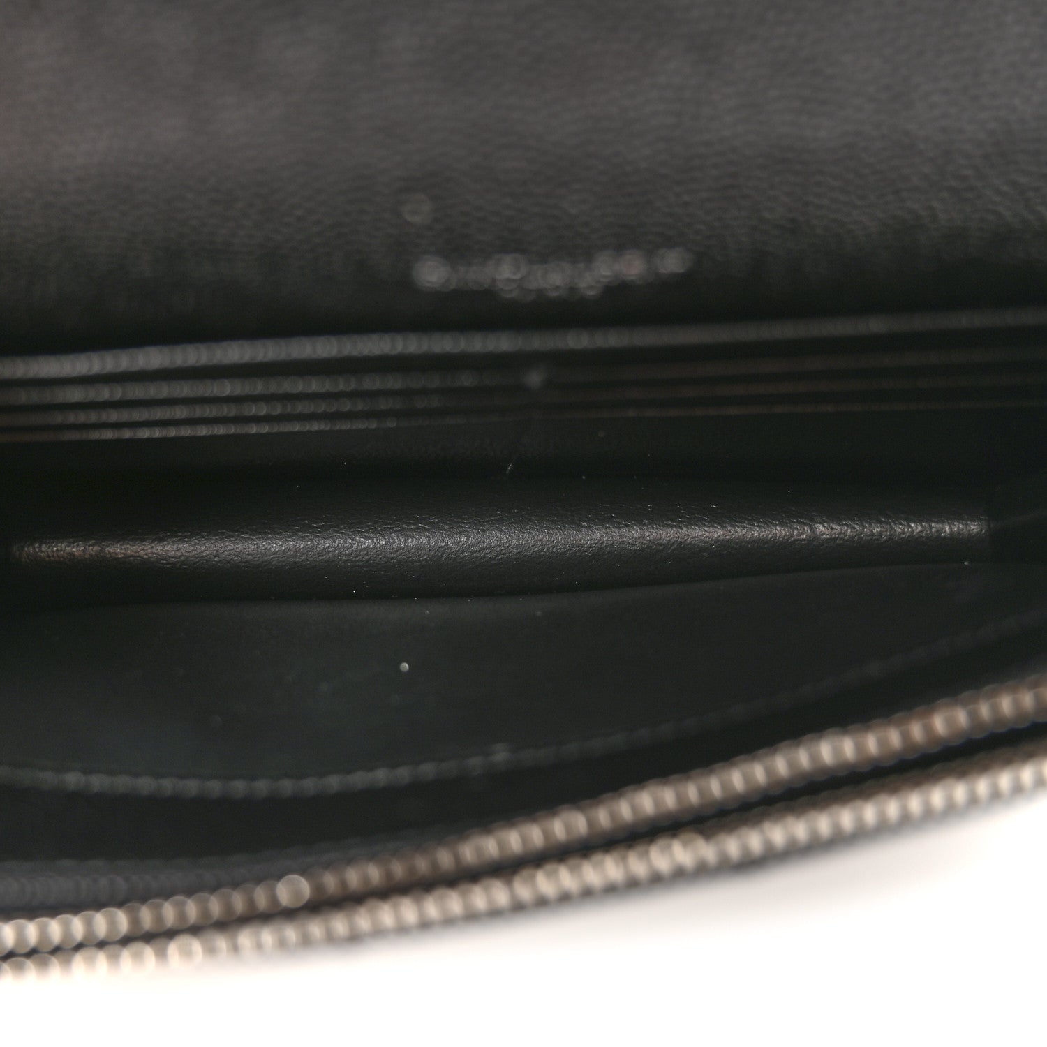 Grain De Poudre Matelasse Chevron Monogram Envelope Chain Wallet Black