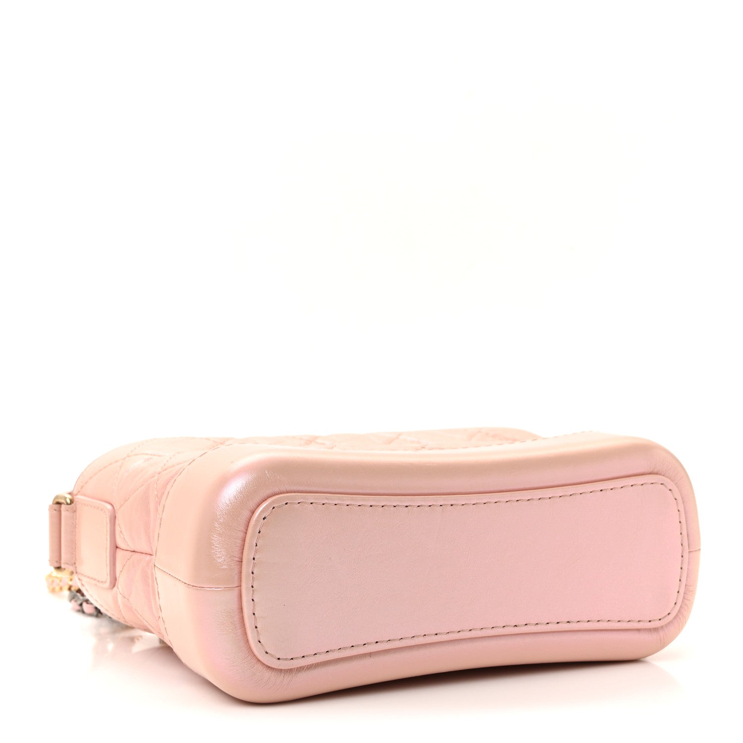 Iridescent Aged Calfskin Quilted Small Gabrielle Hobo Rose