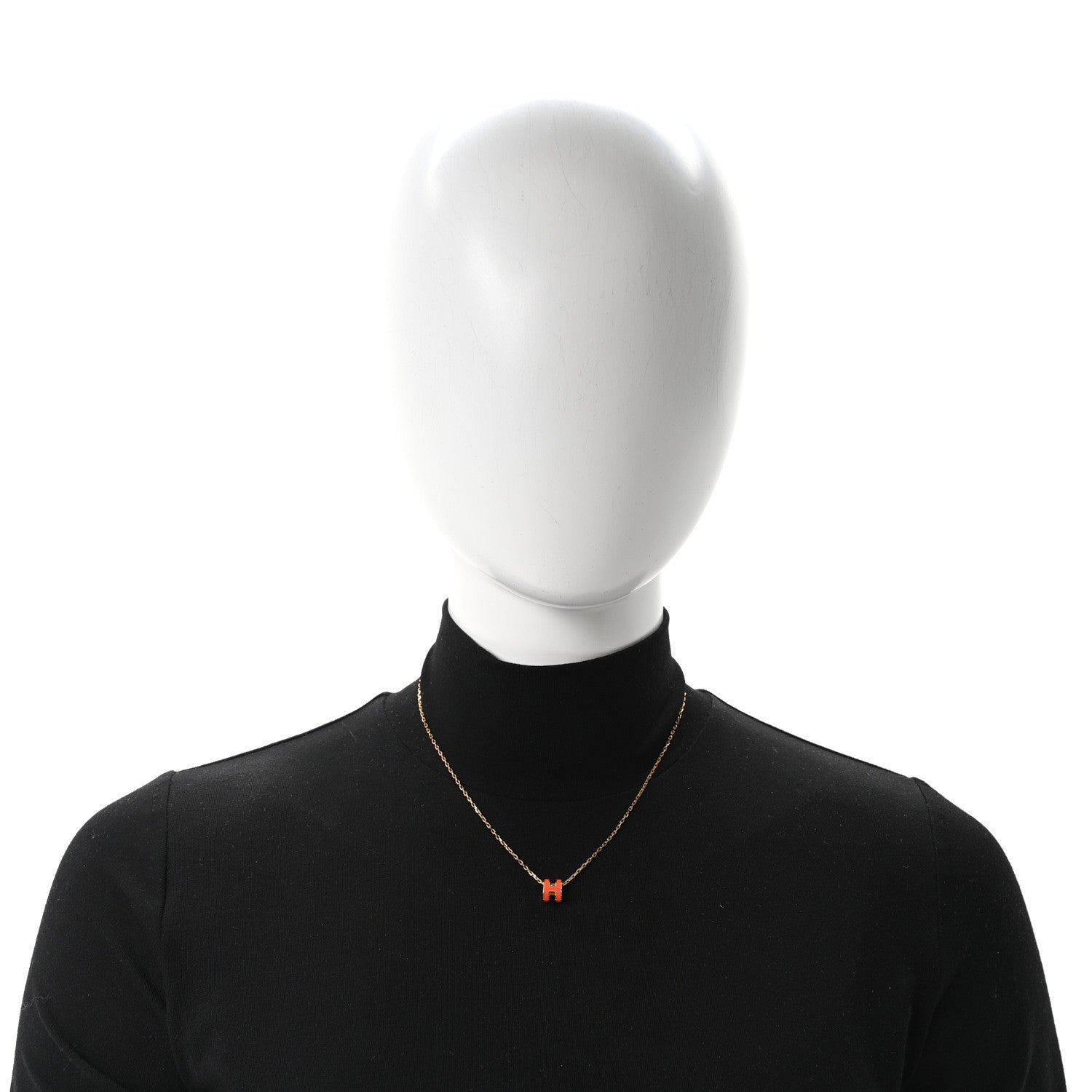 Lacquered Gold Mini Pop H Pendant Necklace Orange